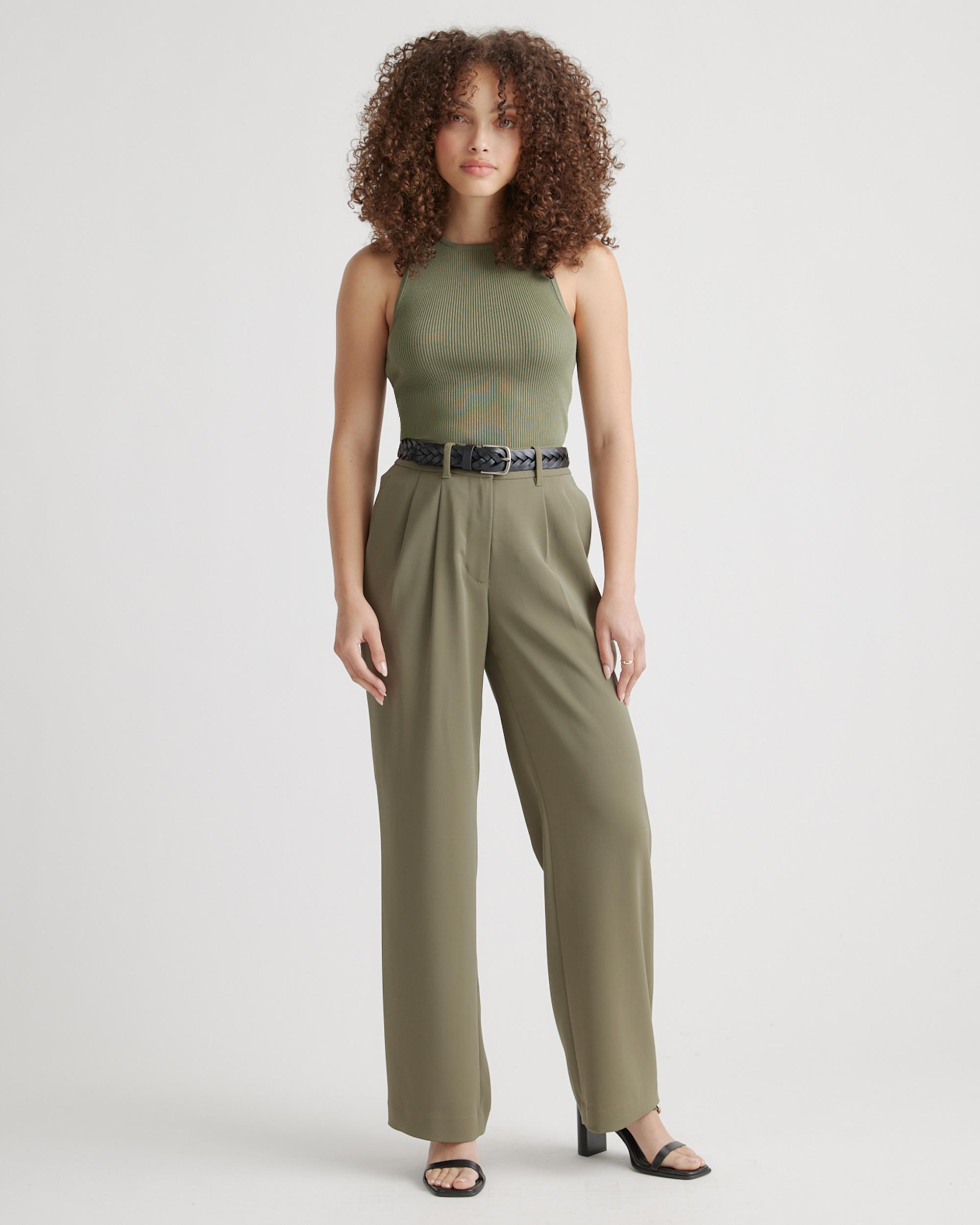 Quince | Women's Stretch Crepe Pleated Wide Leg Pants Recycled Polyester Product Image