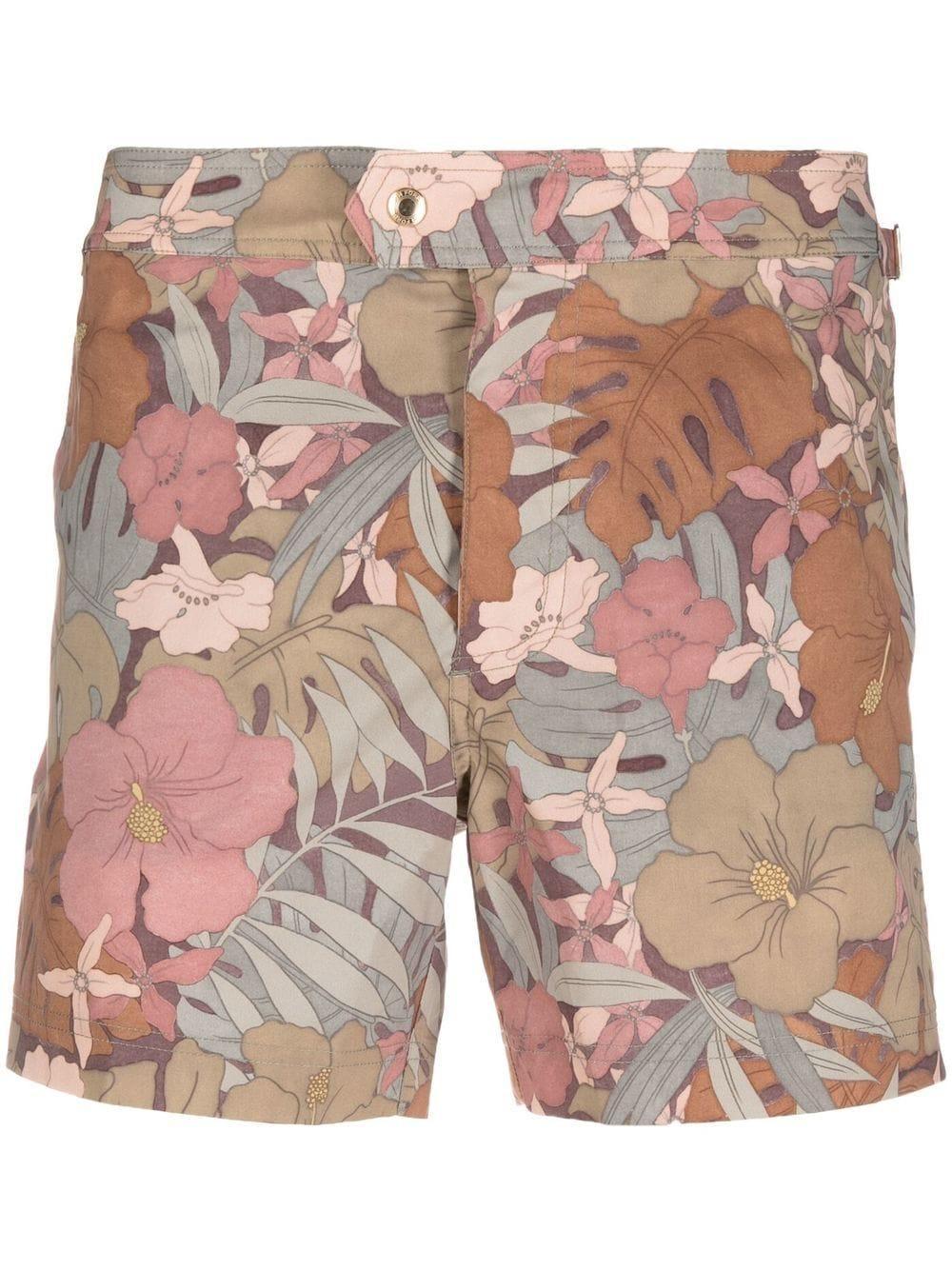 TOM FORD Floral-print Deck Shorts In Grün Product Image