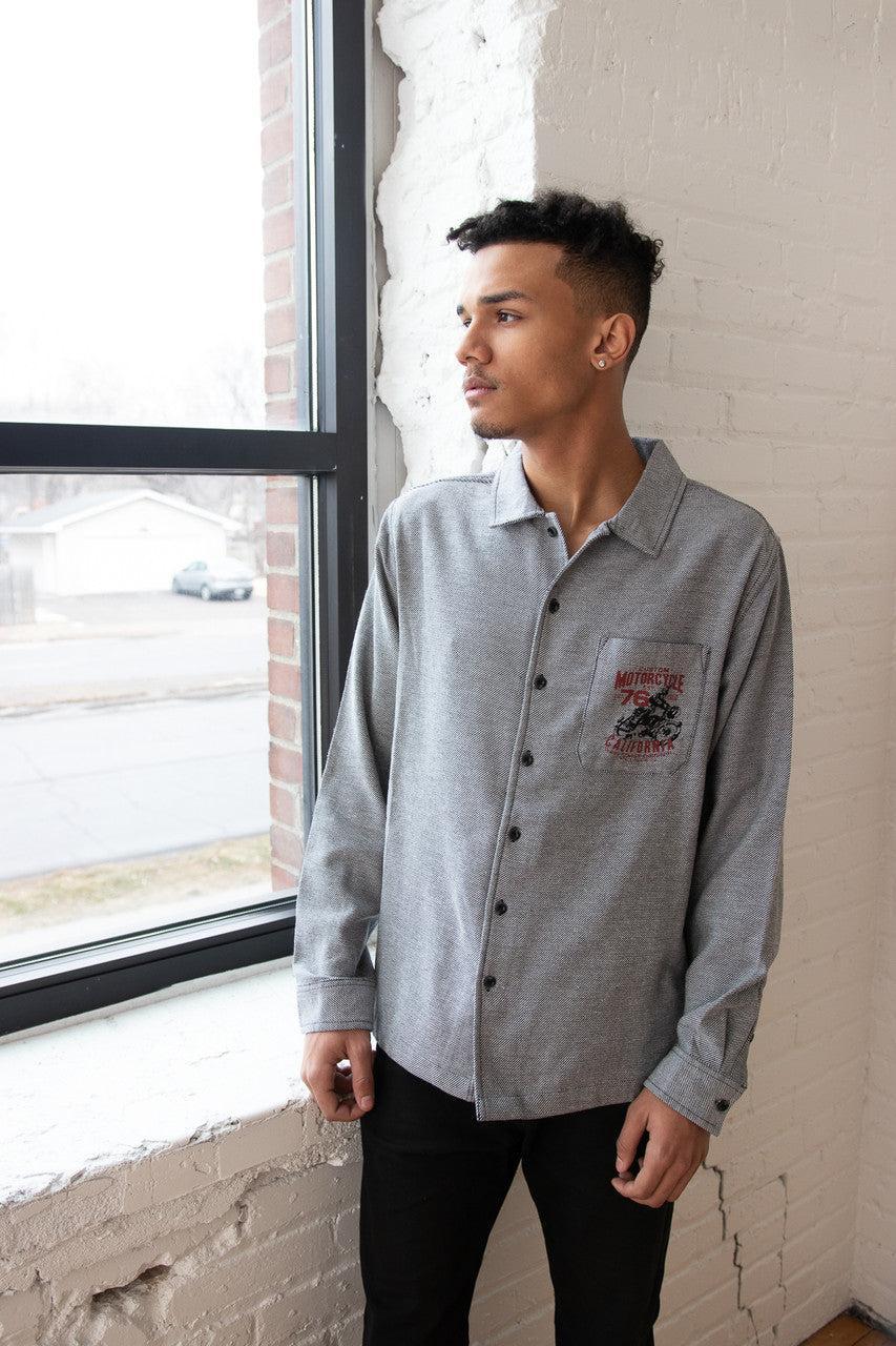 Long Sleeve Motorcycle Button Up Shirt Product Image