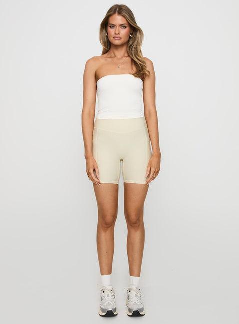 Power Activewear Rib Shorts Latte Product Image