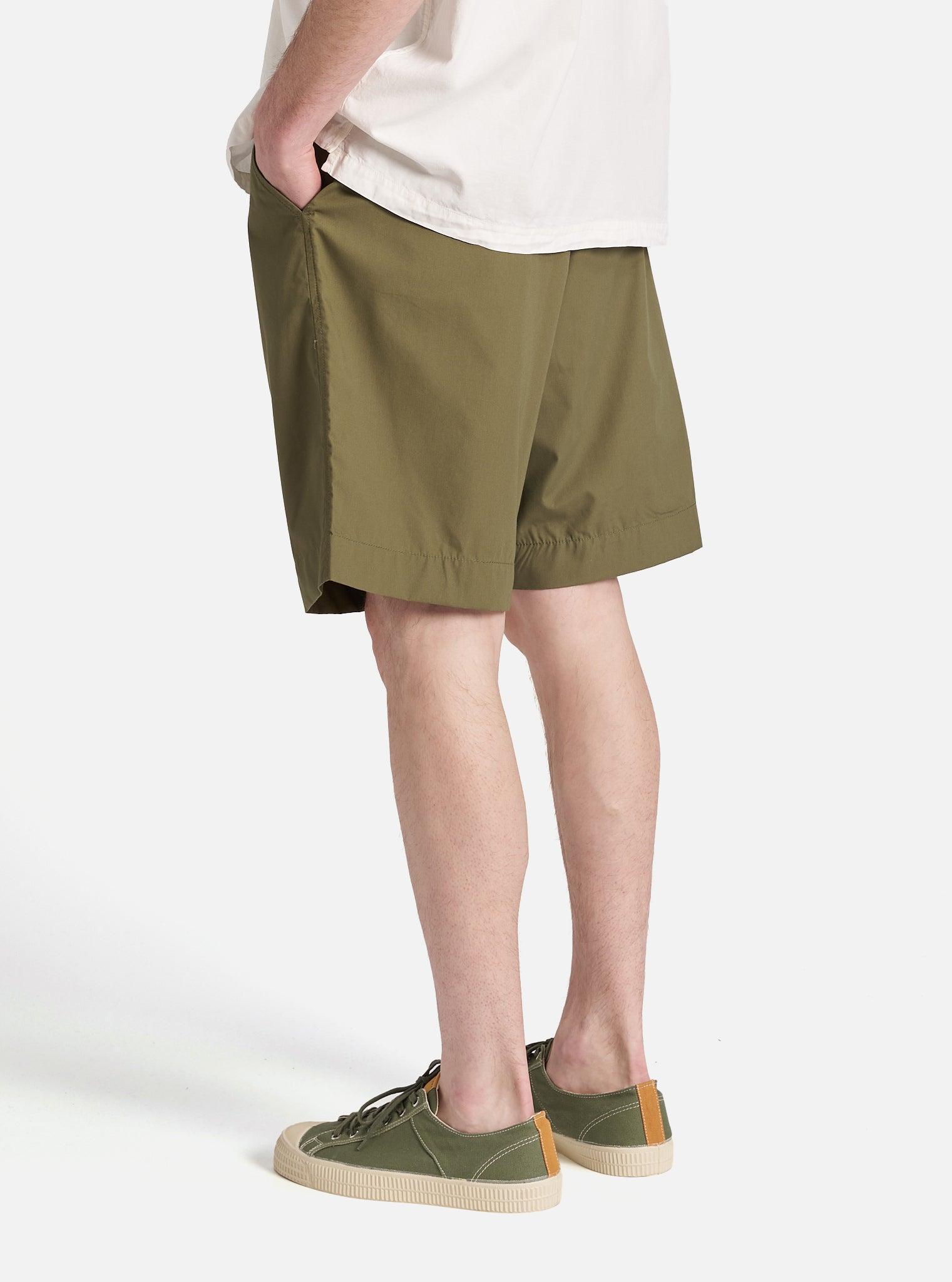 Olive Recycled Polytech Pleated Track Short Product Image
