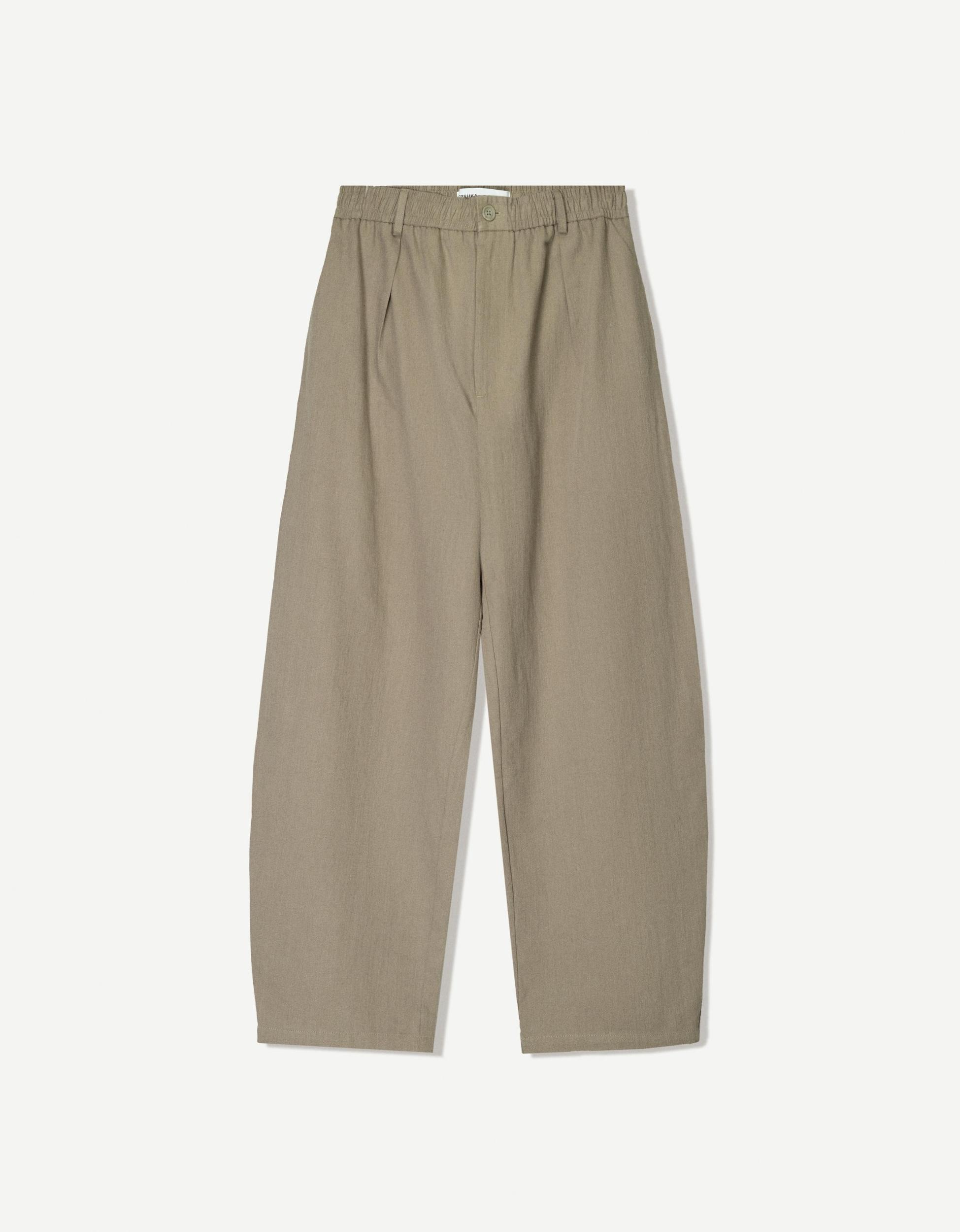 Linen blend tailored baggy pants Product Image