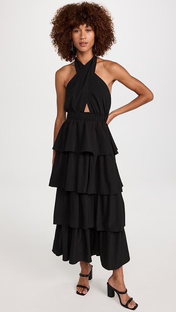 endless rose Crossed Halter Neck Tiered Maxi Dress | Shopbop Product Image