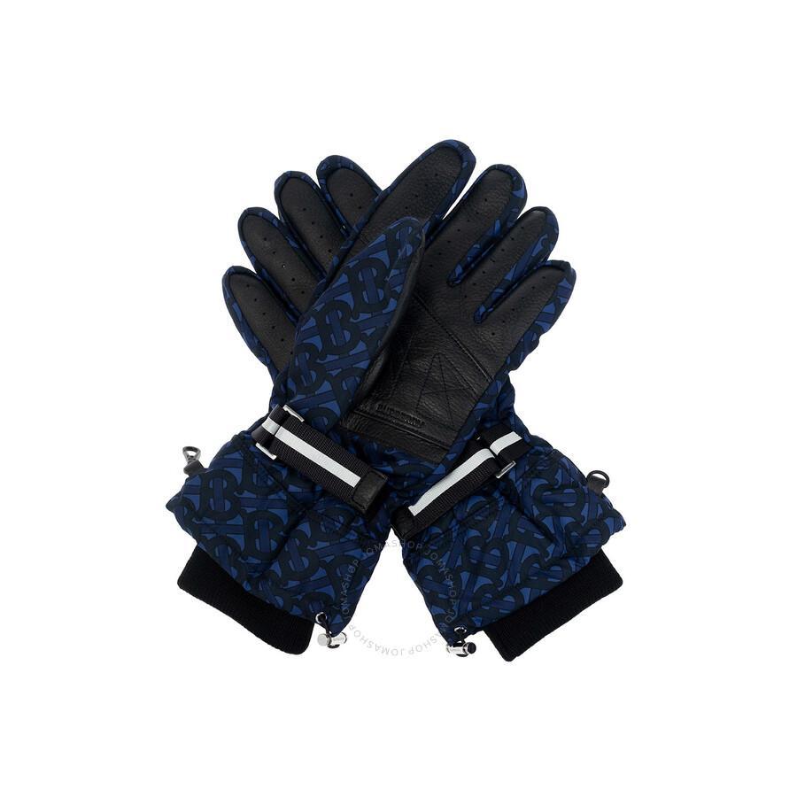 BURBERRY Monogram Motif Nylon Gloves In Blue Product Image