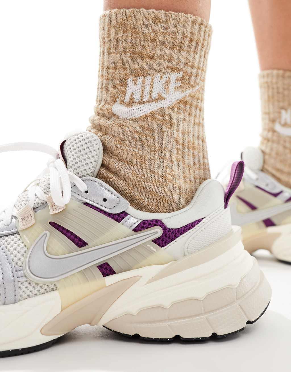 Nike V2K Run sneakers in beige and silver  Product Image