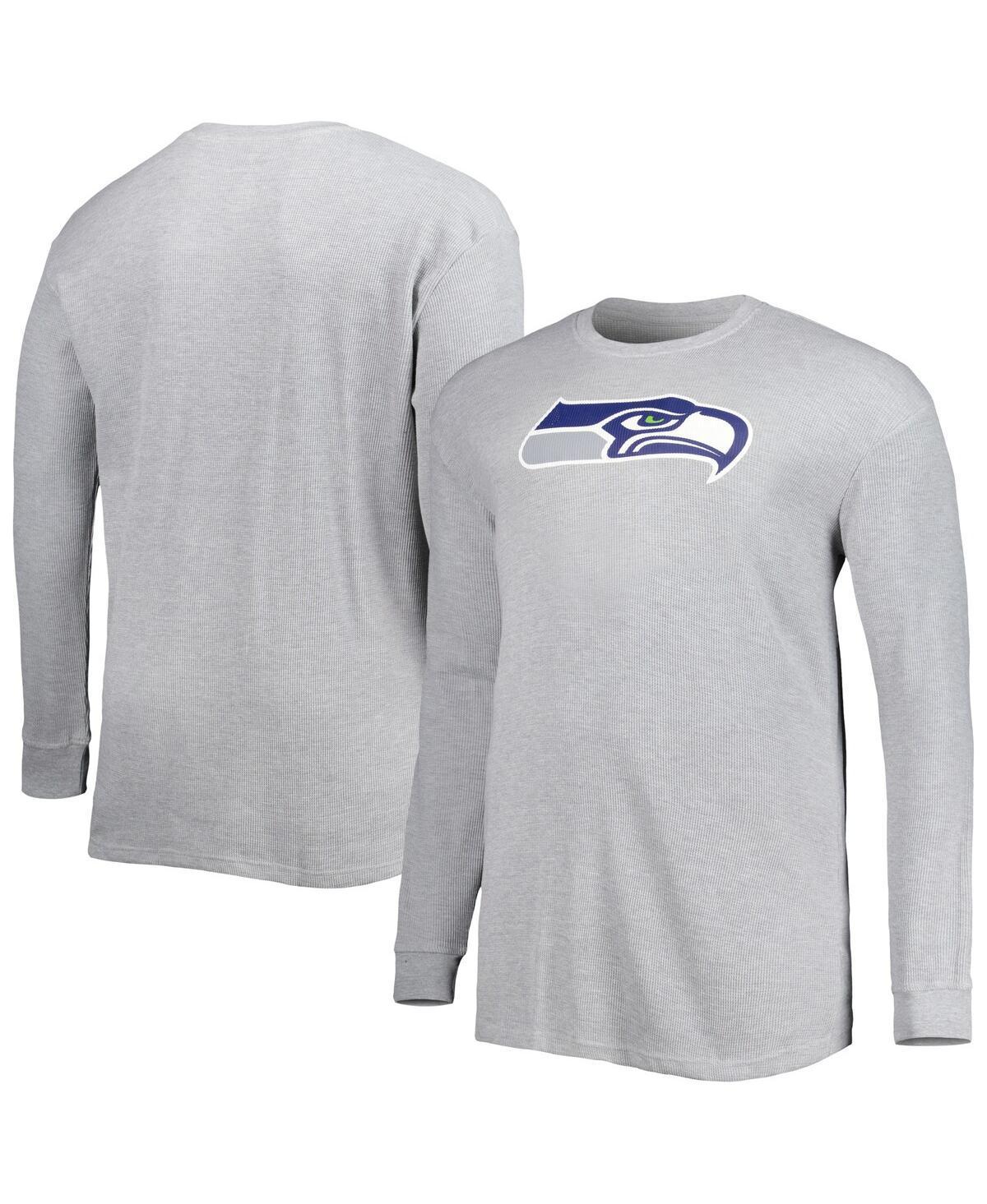 Men's Heather Gray Seattle Seahawks Big & Tall Waffle-Knit Thermal Long Sleeve T-Shirt, Size: 2XB, Grey Product Image