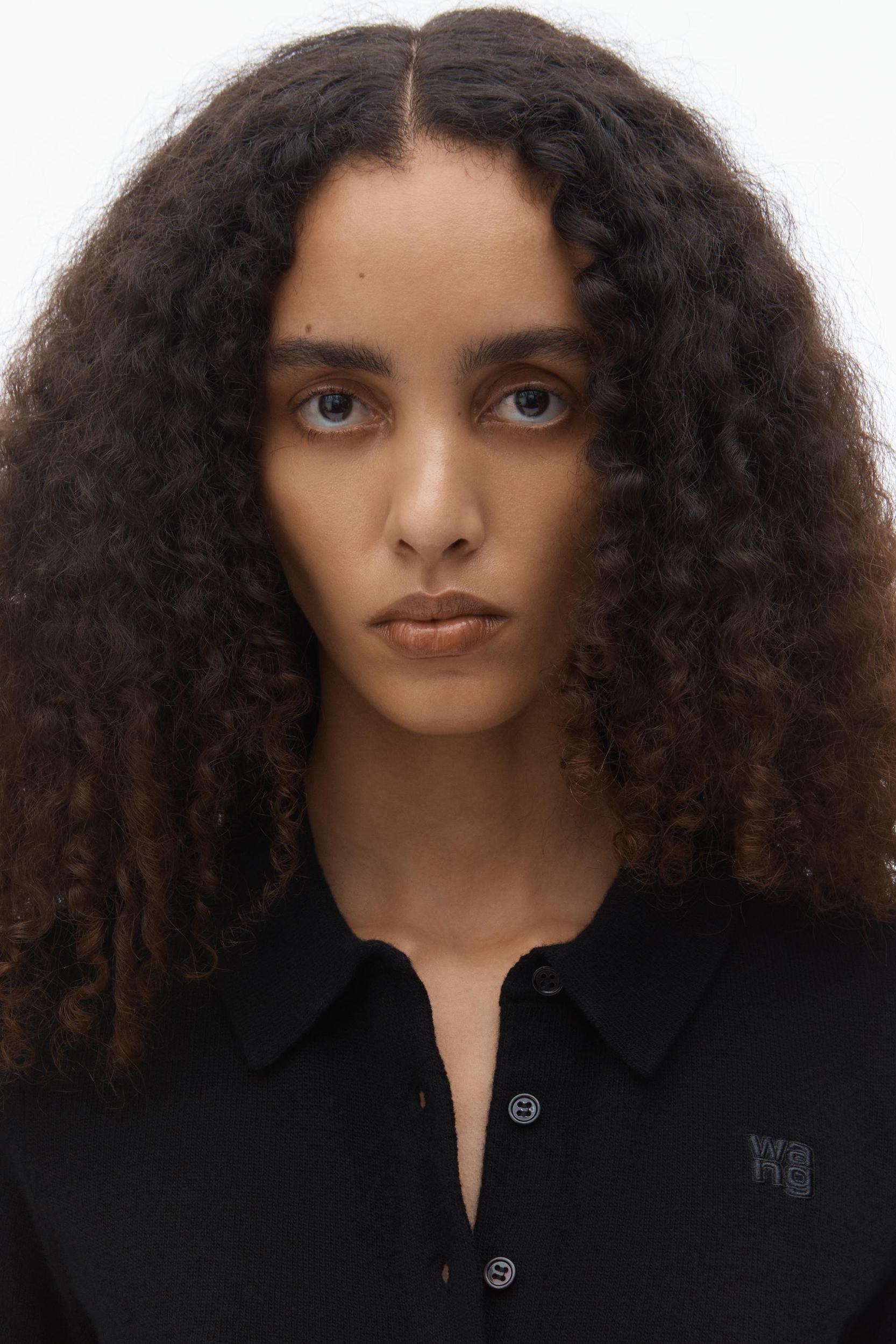 Logo Embroidered Polo Cardigan In Wool Product Image