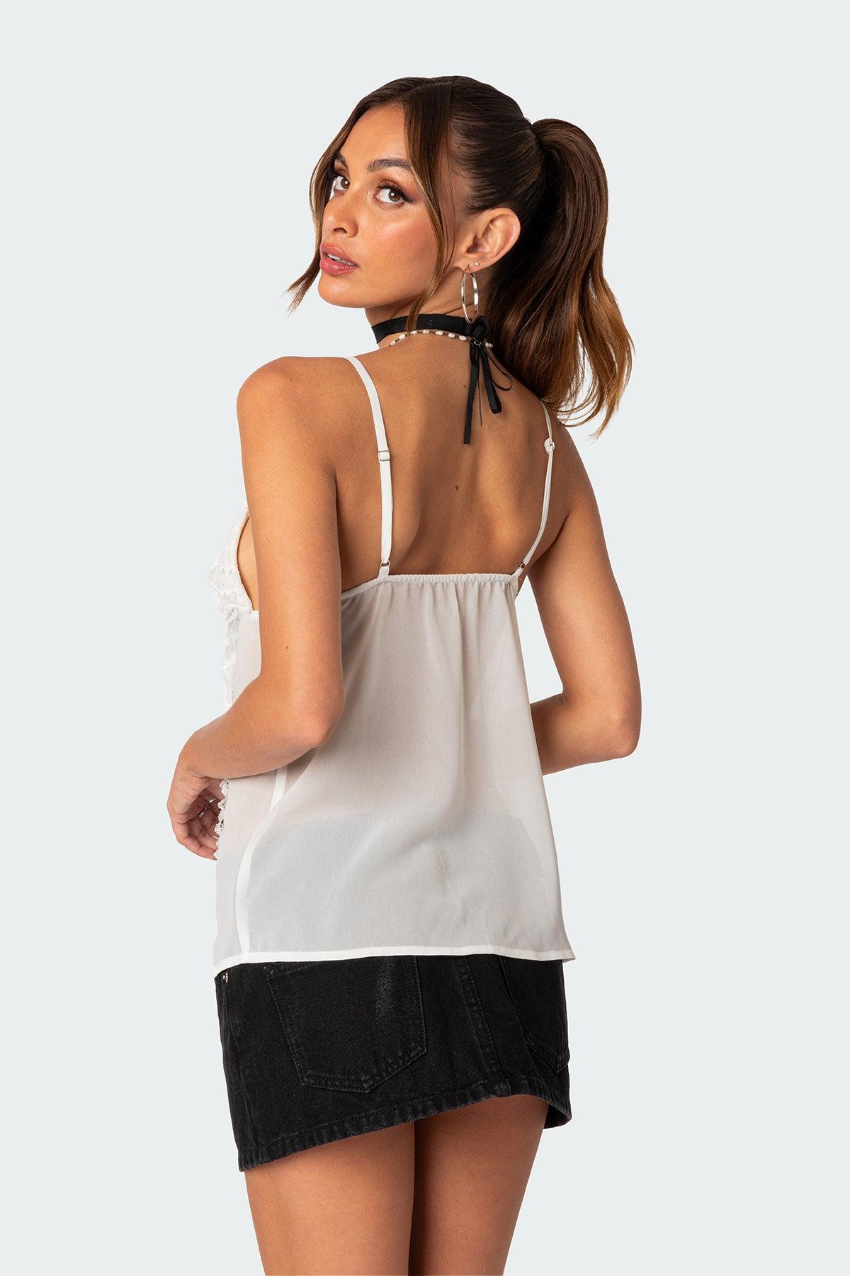 Linette Lacey Sheer Split Front Top Product Image