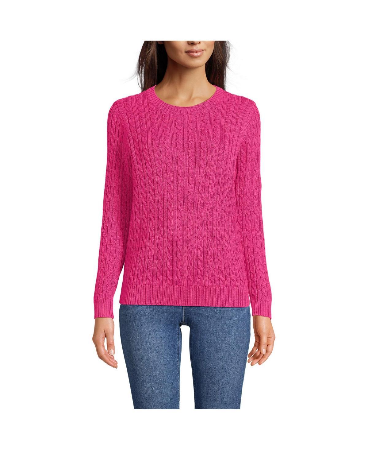 Lands End Womens Drifter Cable Crew Neck Sweater - Navy Product Image