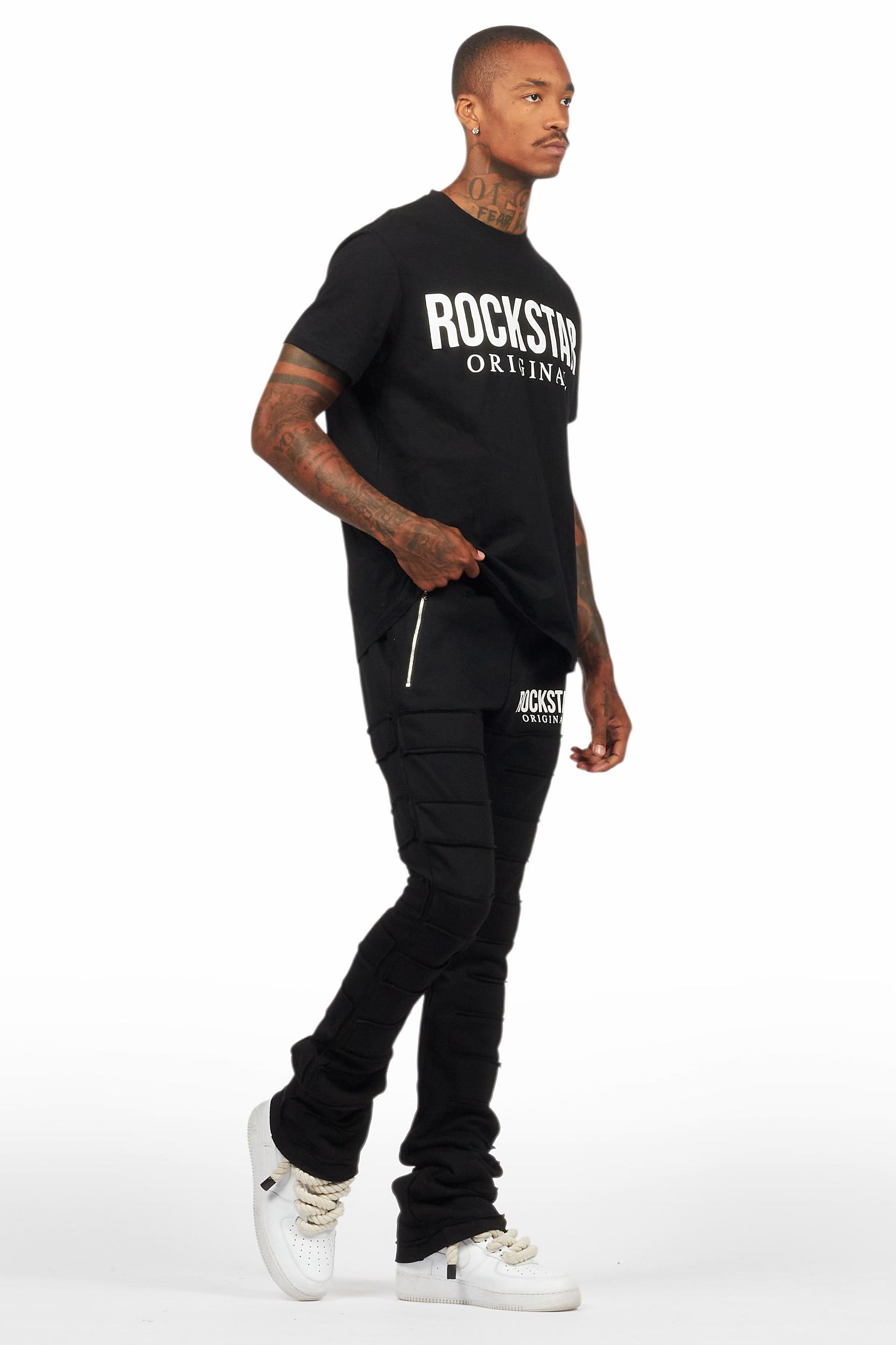 Emilio Black T-Shirt/Stacked Flare Track Set Male Product Image