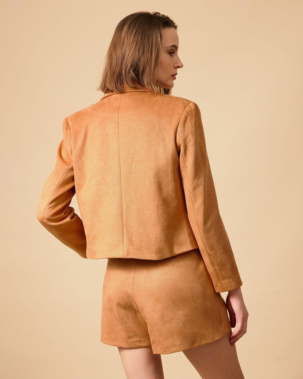 The Collared Buttons Suede Blazer Product Image