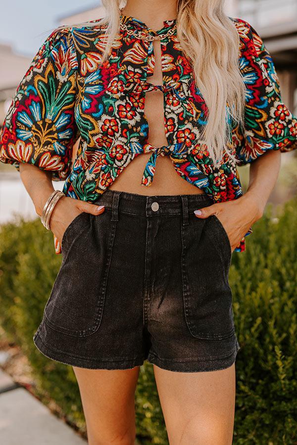 The Cora High Waist Shorts in Black Product Image