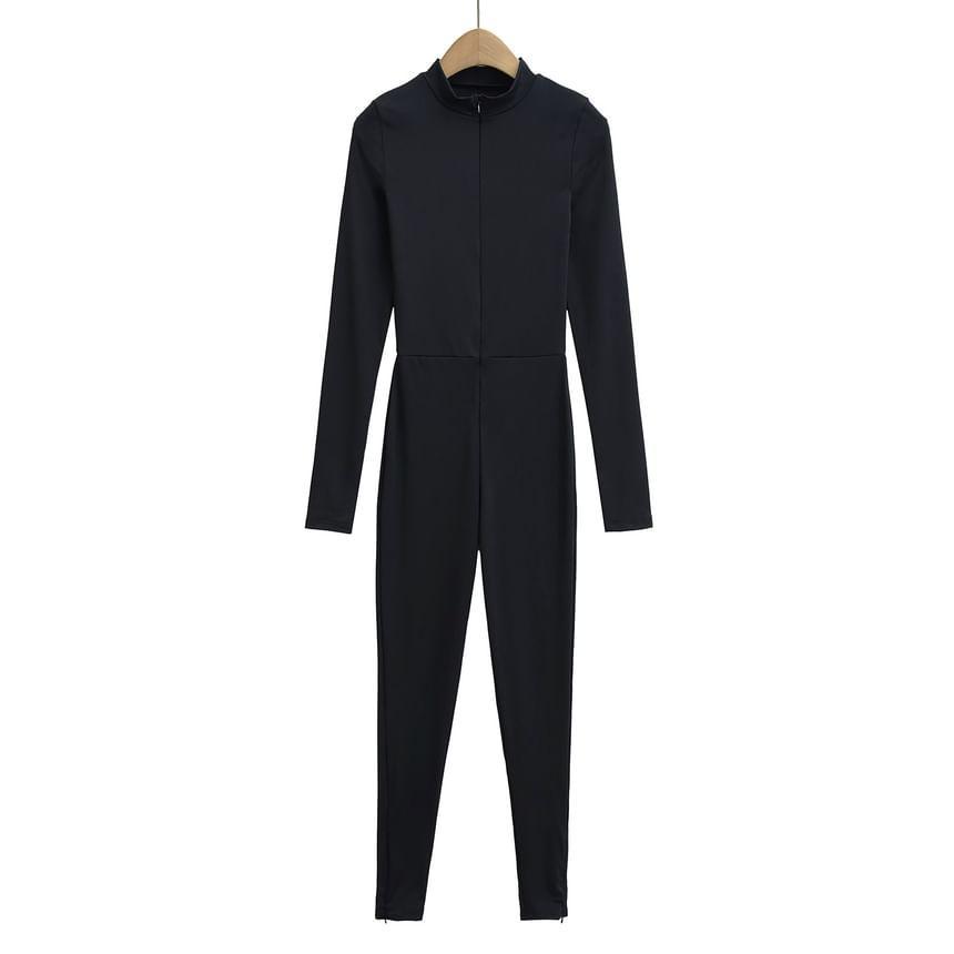 Long-Sleeve Plain Jumpsuit  Product Image