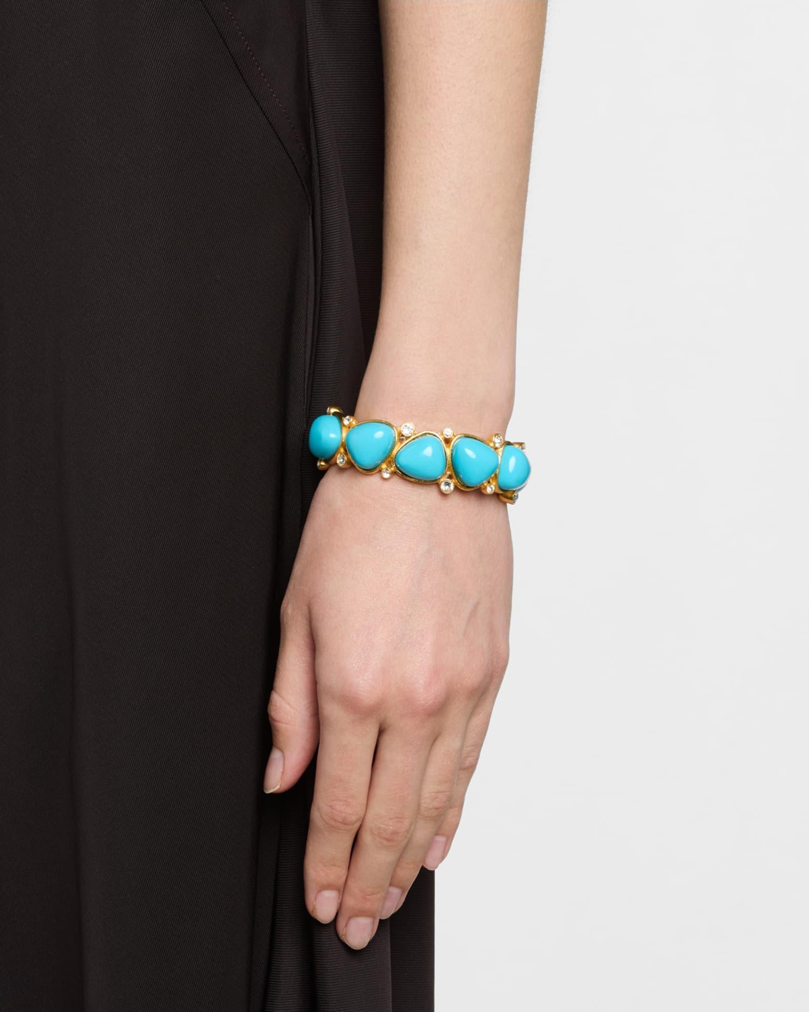 Crystal Dots and Rounded Triangle Cabochon Hinged Bracelet Product Image