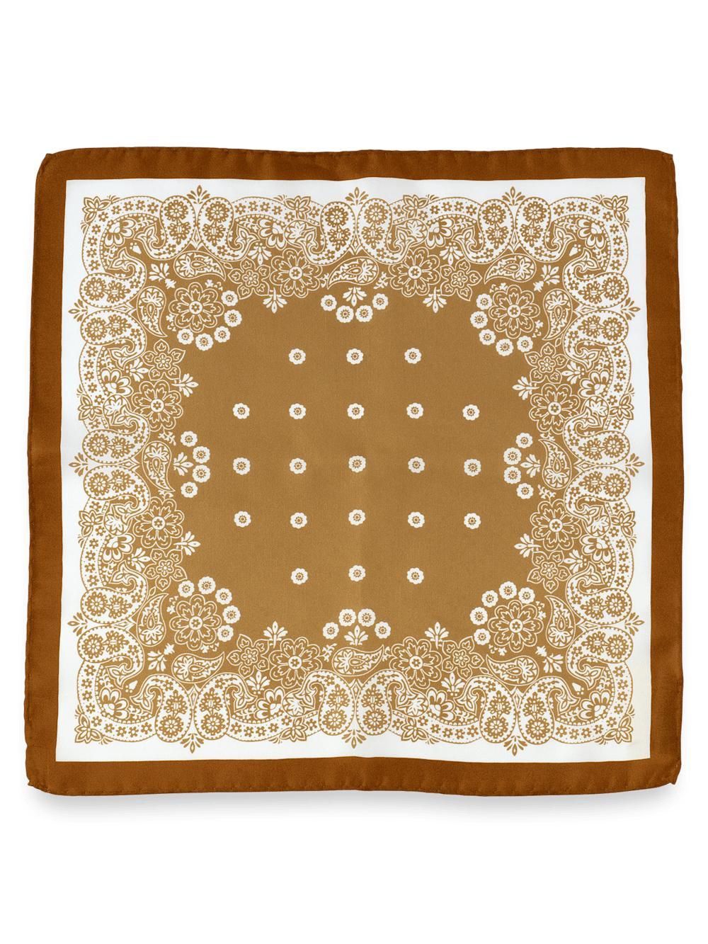 Floral Silk Pocket Square - Brown Product Image