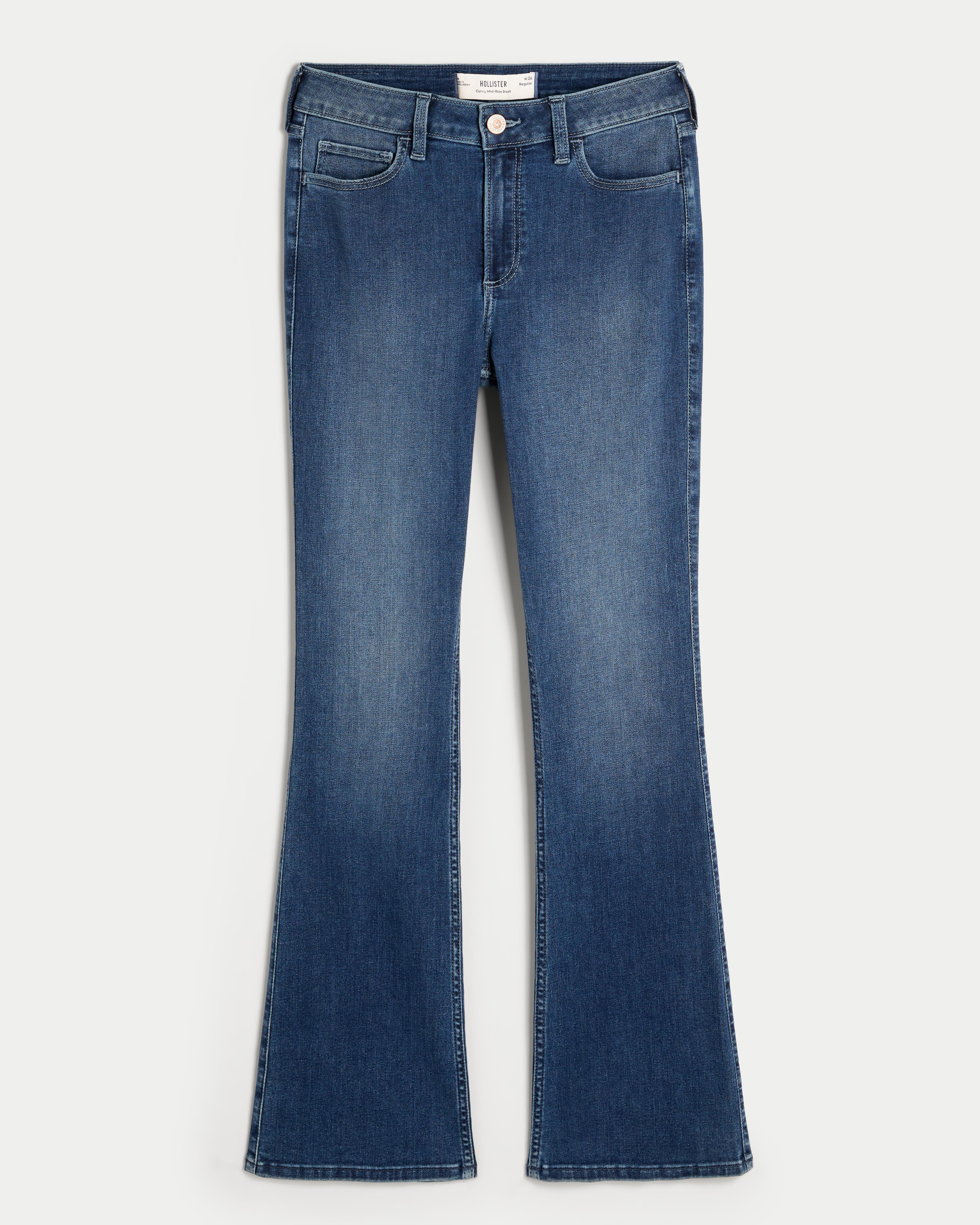 Curvy Mid-Rise Dark Wash Boot Jeans Product Image