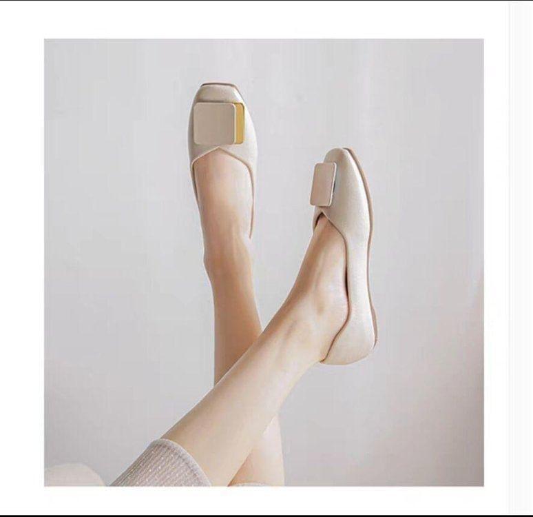 Faux Leather Square Toe Flats Product Image