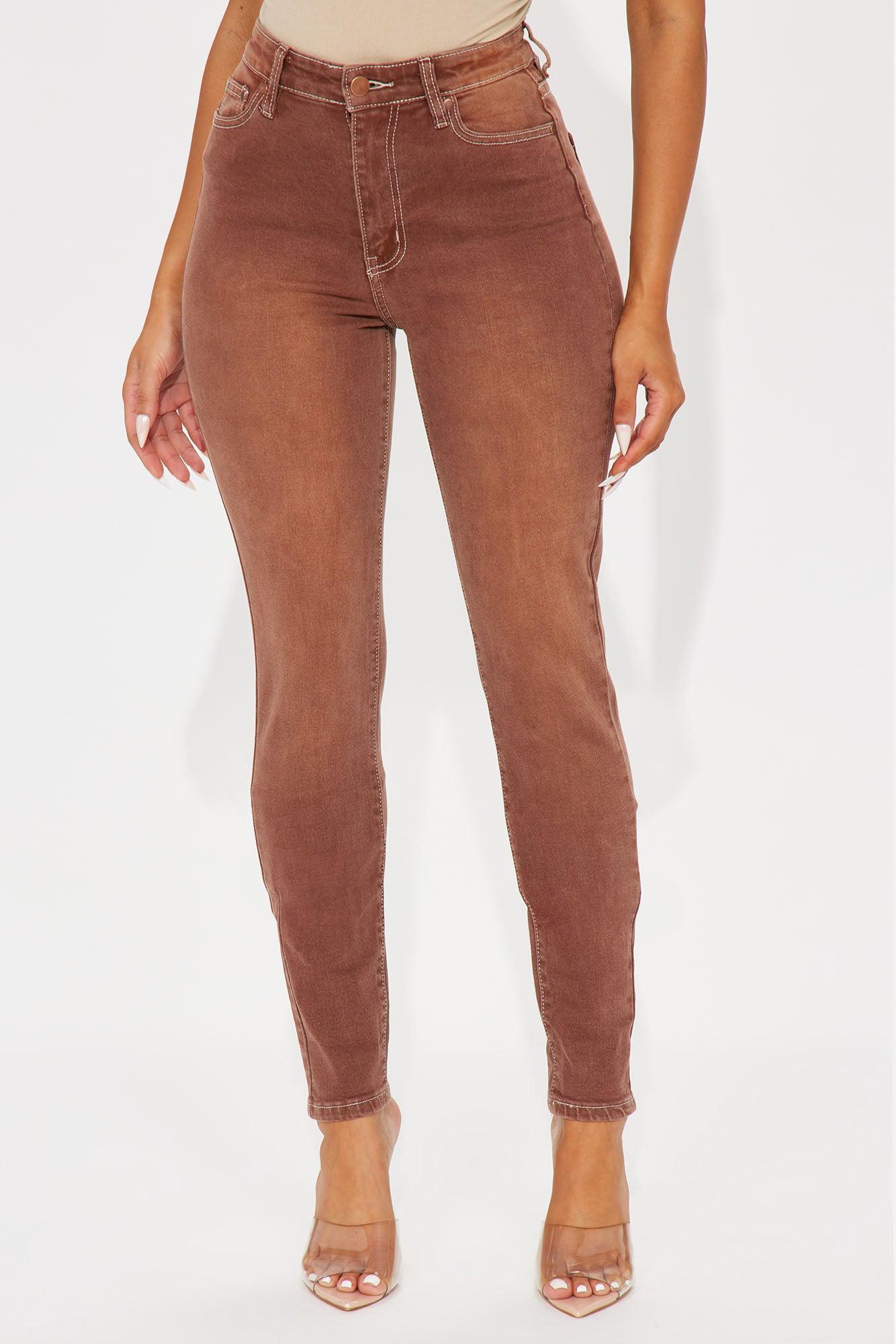 Tall Give It A Shot Stretch Skinny Jeans - Brown Product Image