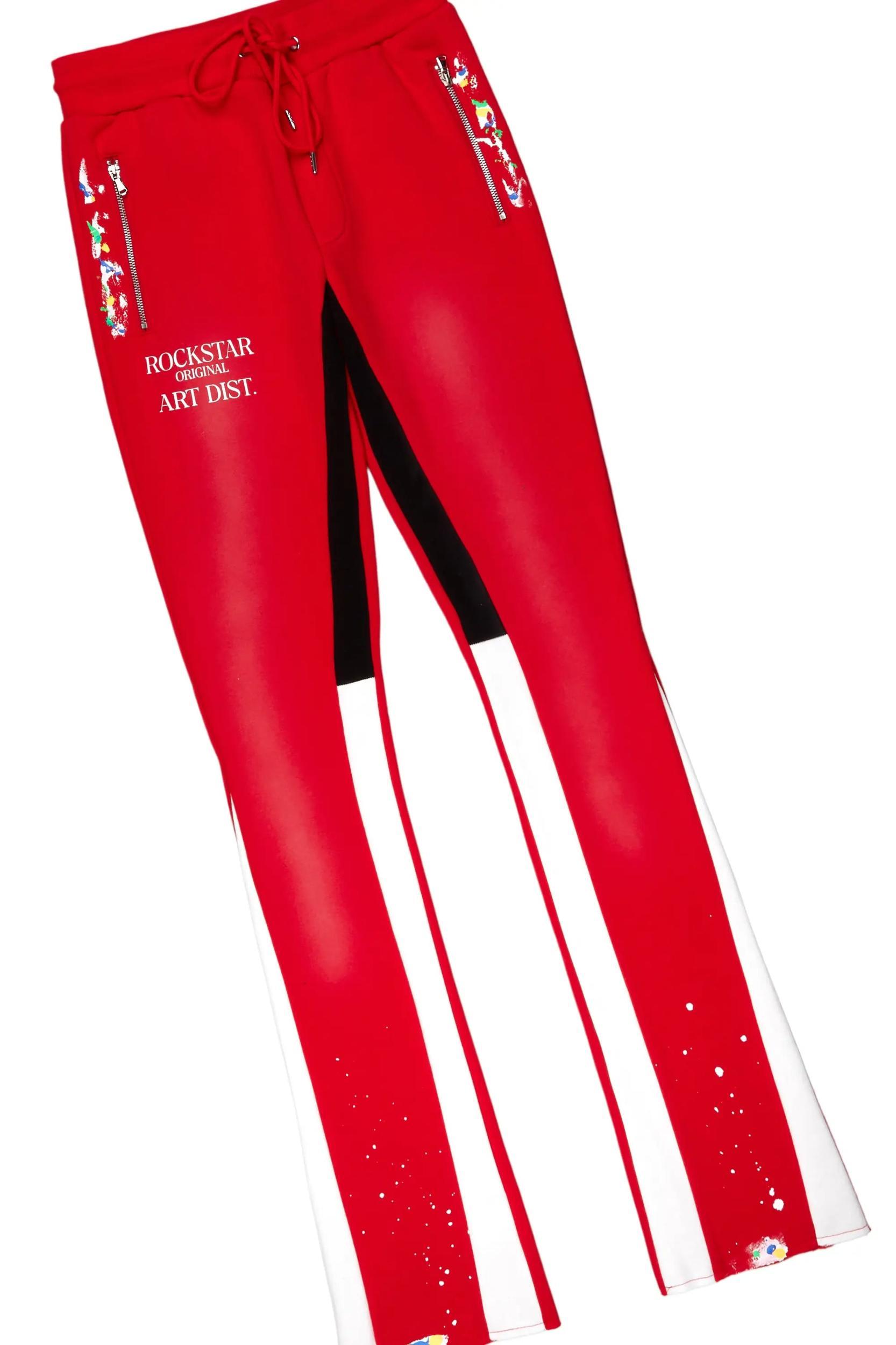 Rockstar Art Dist. Red Hoodie/Stacked Flare Set Male Product Image