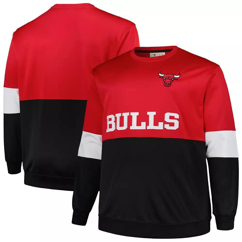Men's Fanatics Branded Red/Black Chicago Bulls Big & Tall Split Pullover Sweatshirt,  Product Image