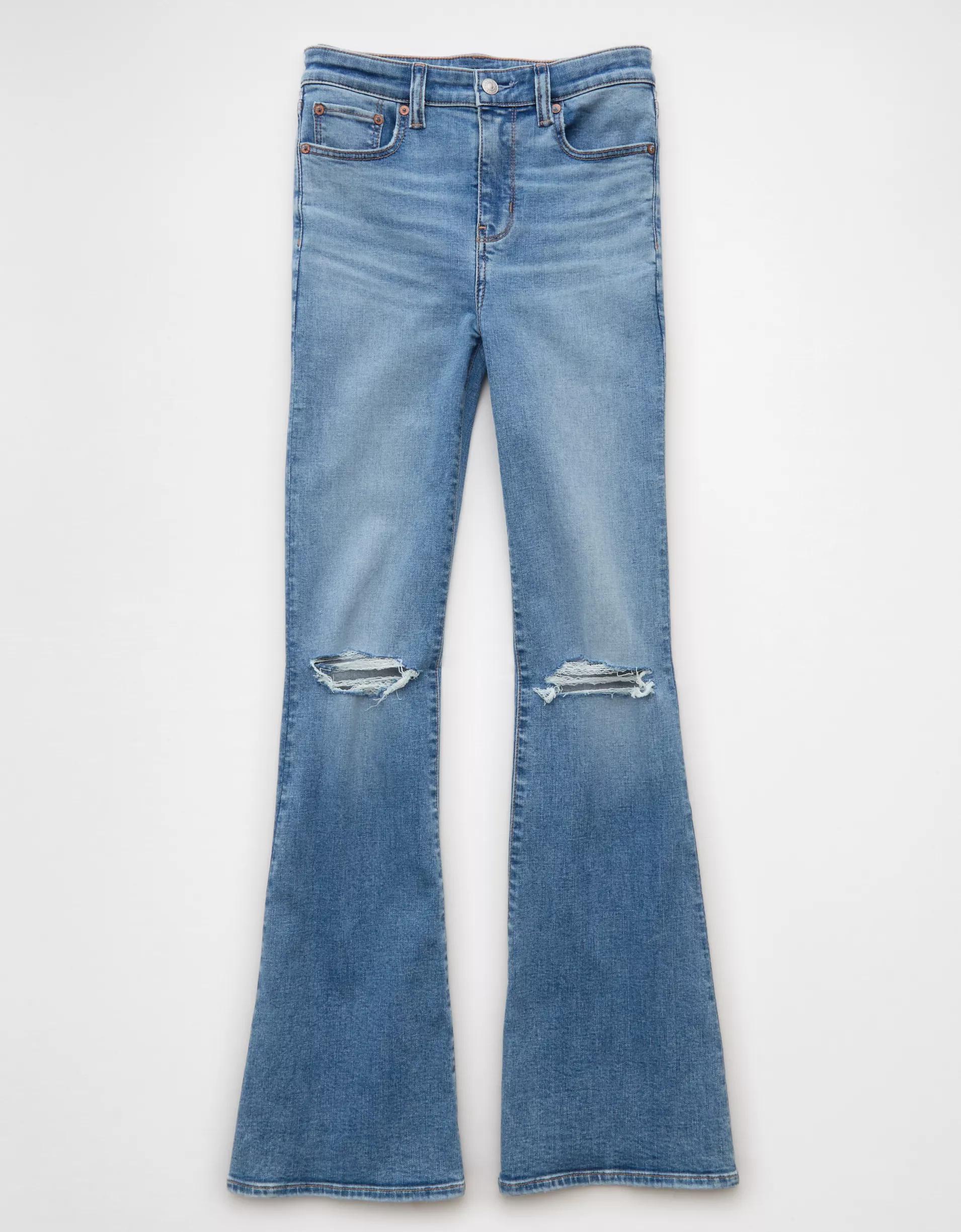 AE Next Level Ripped Super High-Waisted Flare Jean Product Image