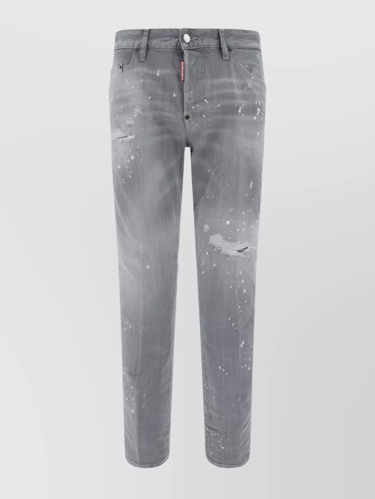 DSQUARED2 Leather Effect Skater Jeans In Grey Product Image