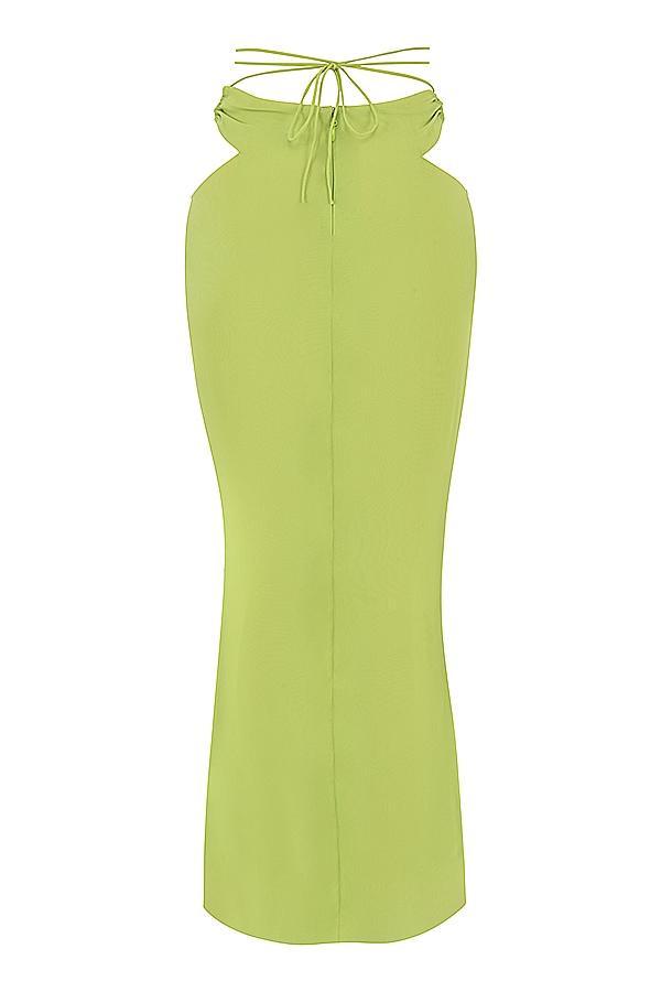 Madeline Lime Green Georgette Maxi Skirt Product Image