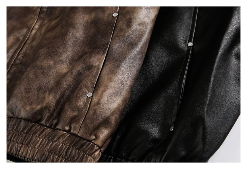 Faux-Leather Polo Jacket Product Image