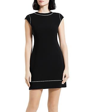 Cap-Sleeve Embroidered Shift Dress Product Image