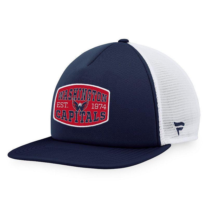 Men's Fanatics Branded Navy/White Washington Capitals Foam Front Patch Trucker Snapback Hat, Blue Product Image