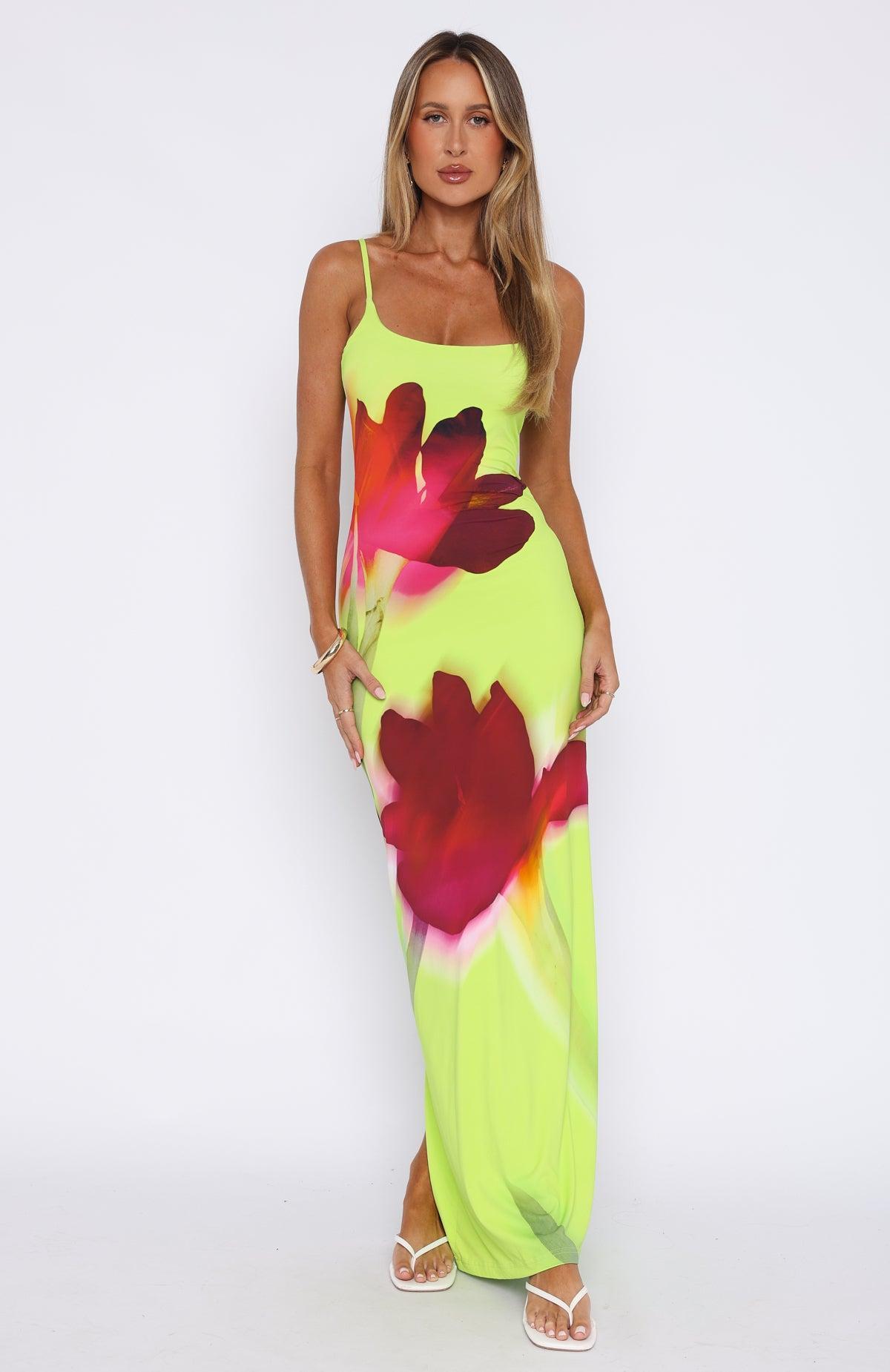 Take A Breath Maxi Dress Lime Blossom Product Image