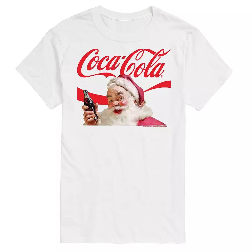 Big & Tall Coca-Cola Santa Logo Graphic Tee, Men's, Size: 3XL Tall, White Product Image