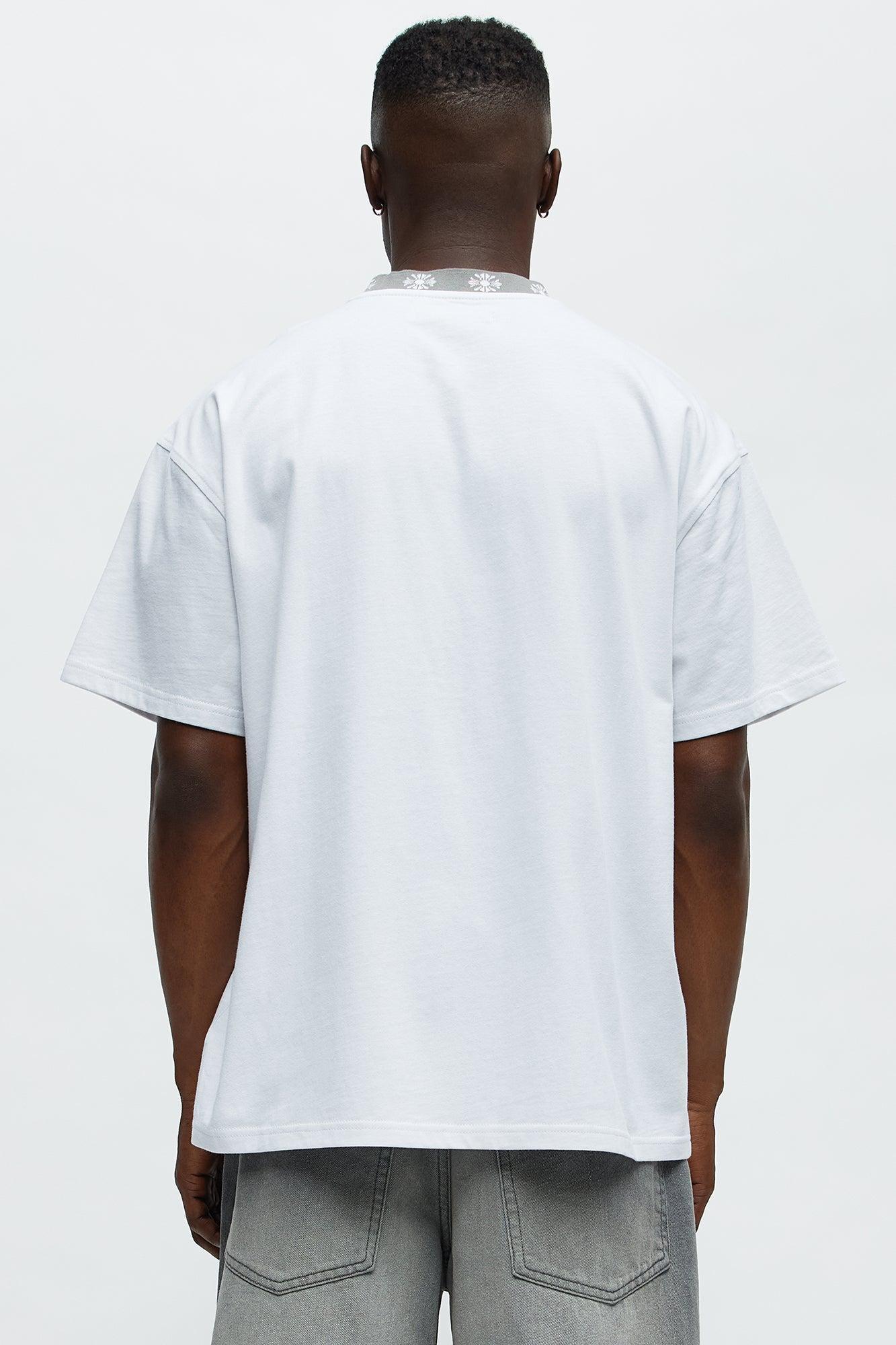 Short Sleeve Cross Collar Graphic - White Male Product Image