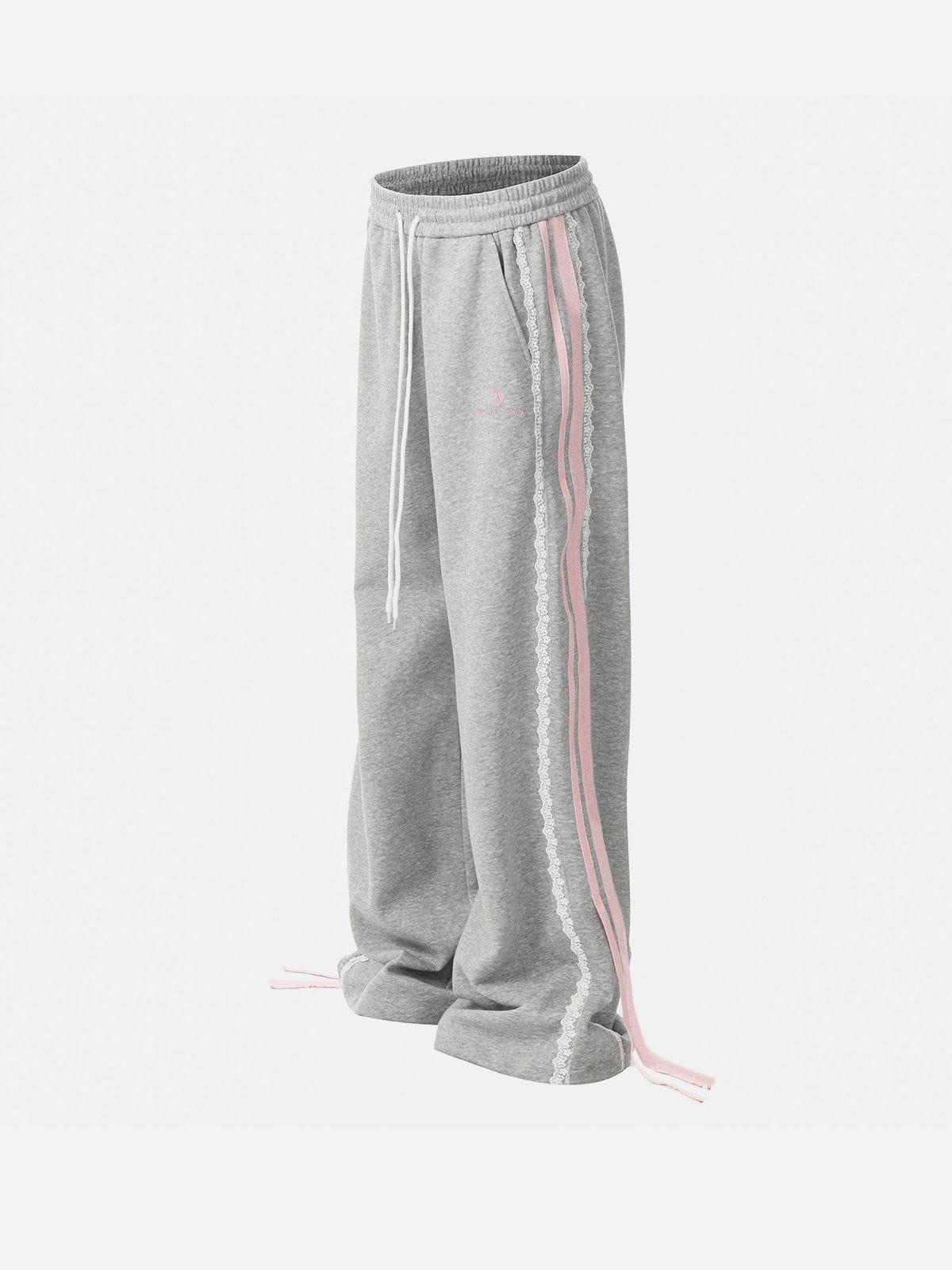 Aelfric Eden Lace Stripe Patchwork Sweatpants Product Image