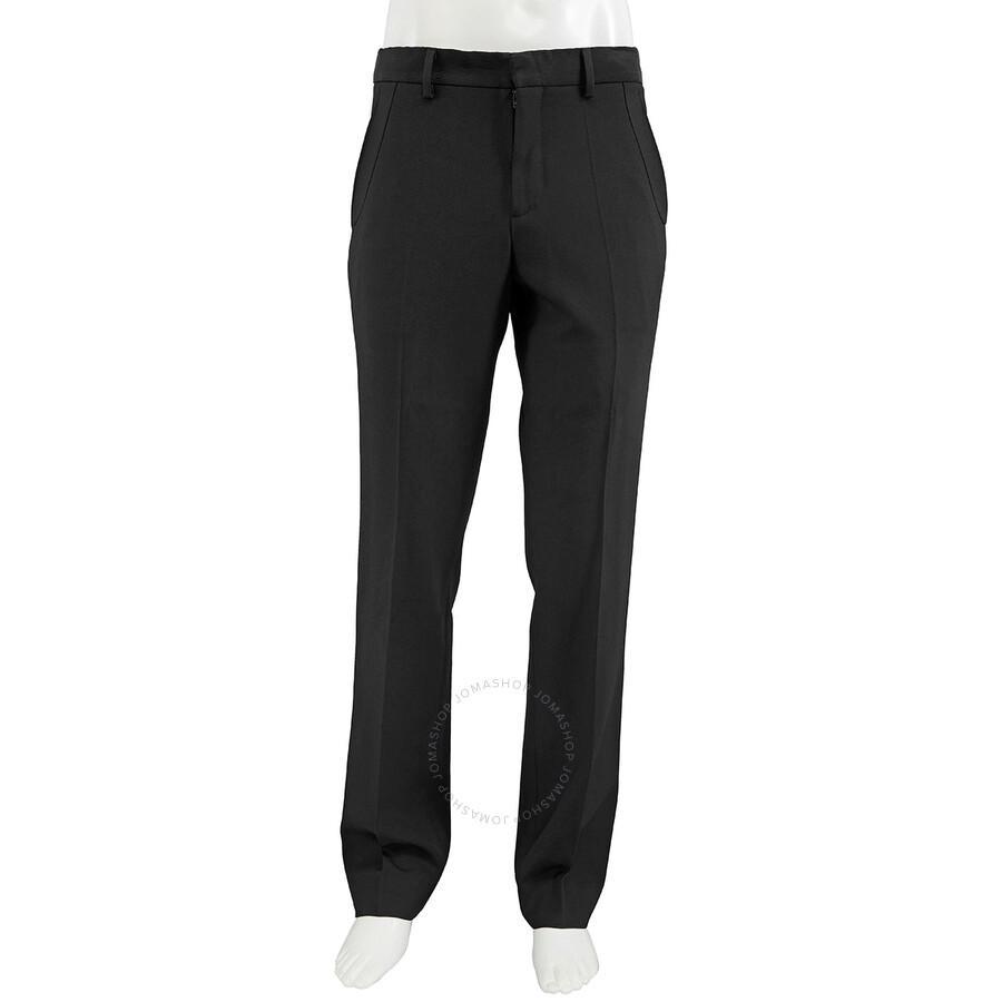 BURBERRY Black Wool Twill Stripe Detail Tailored Trousers Product Image