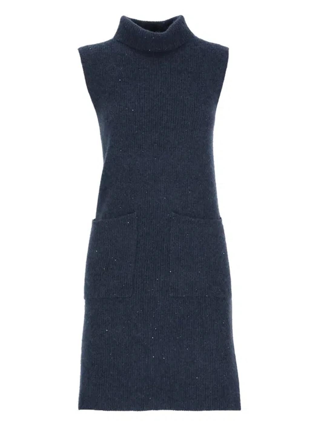 FABIANA FILIPPI Sleeveless Knitted Skirt In Blue Product Image