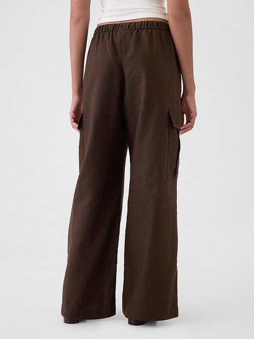 Mid Rise Linen-Cotton Pull-On Cargo Pants Product Image