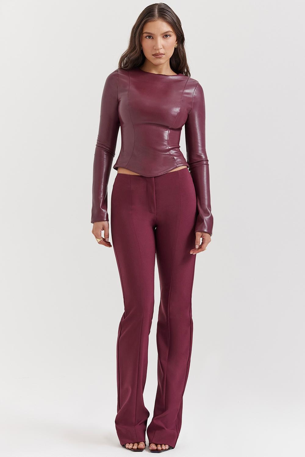 Mylah  wine vegan leather top Product Image