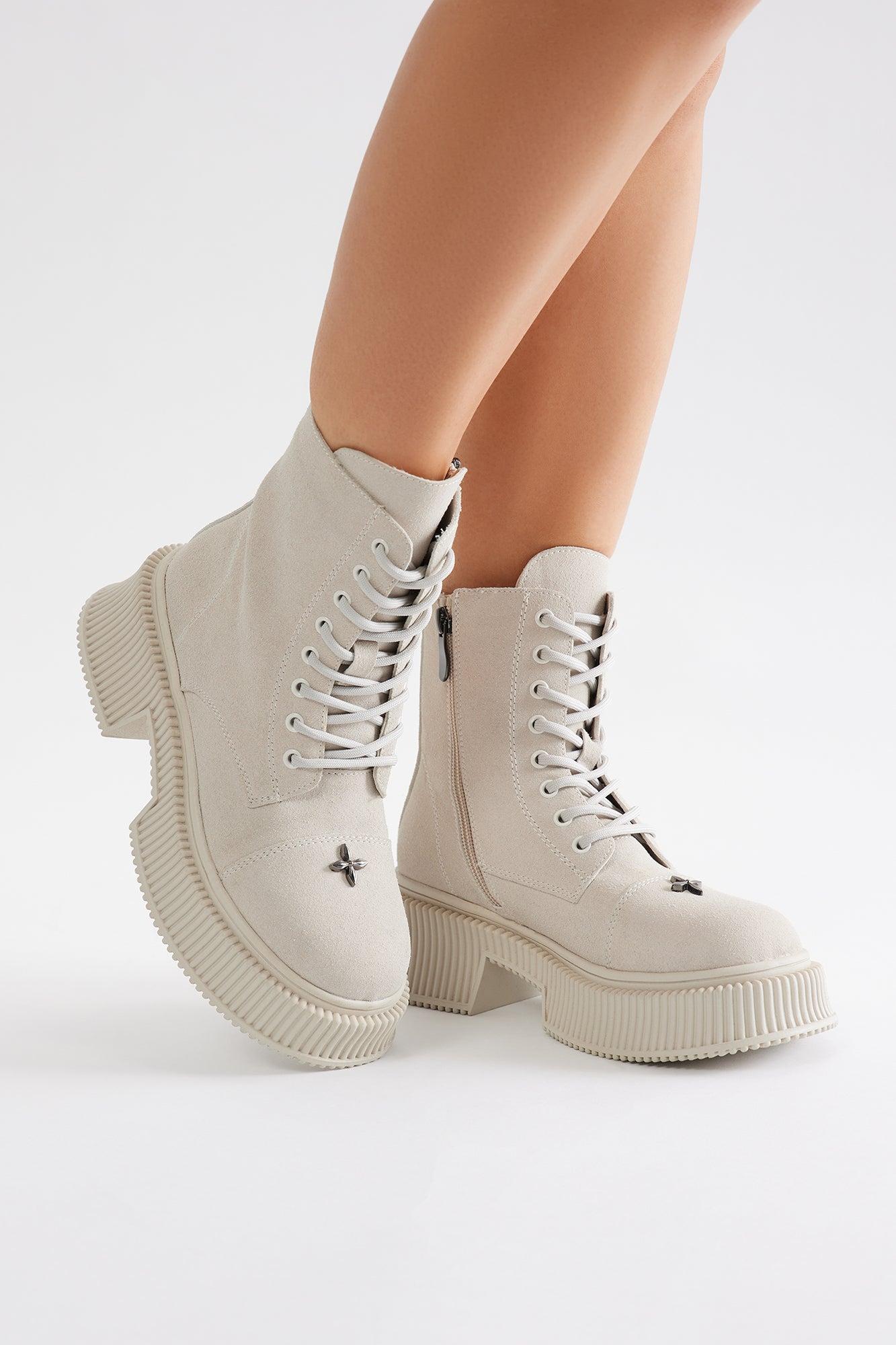 Brooklyn Platform Booties - Cream Product Image