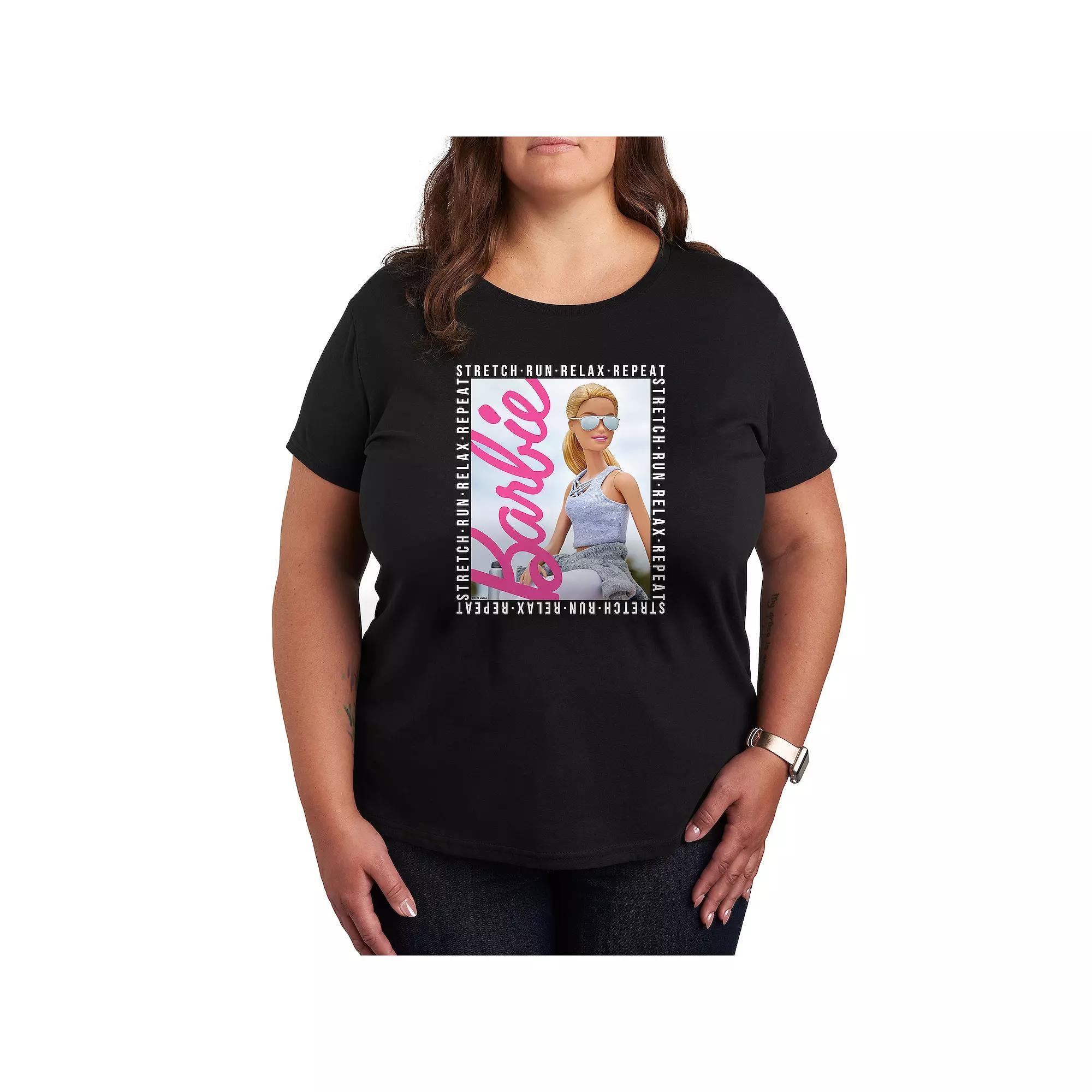Plus Barbie® Stretch Run Relax Repeat Graphic Tee, Women's,  Product Image