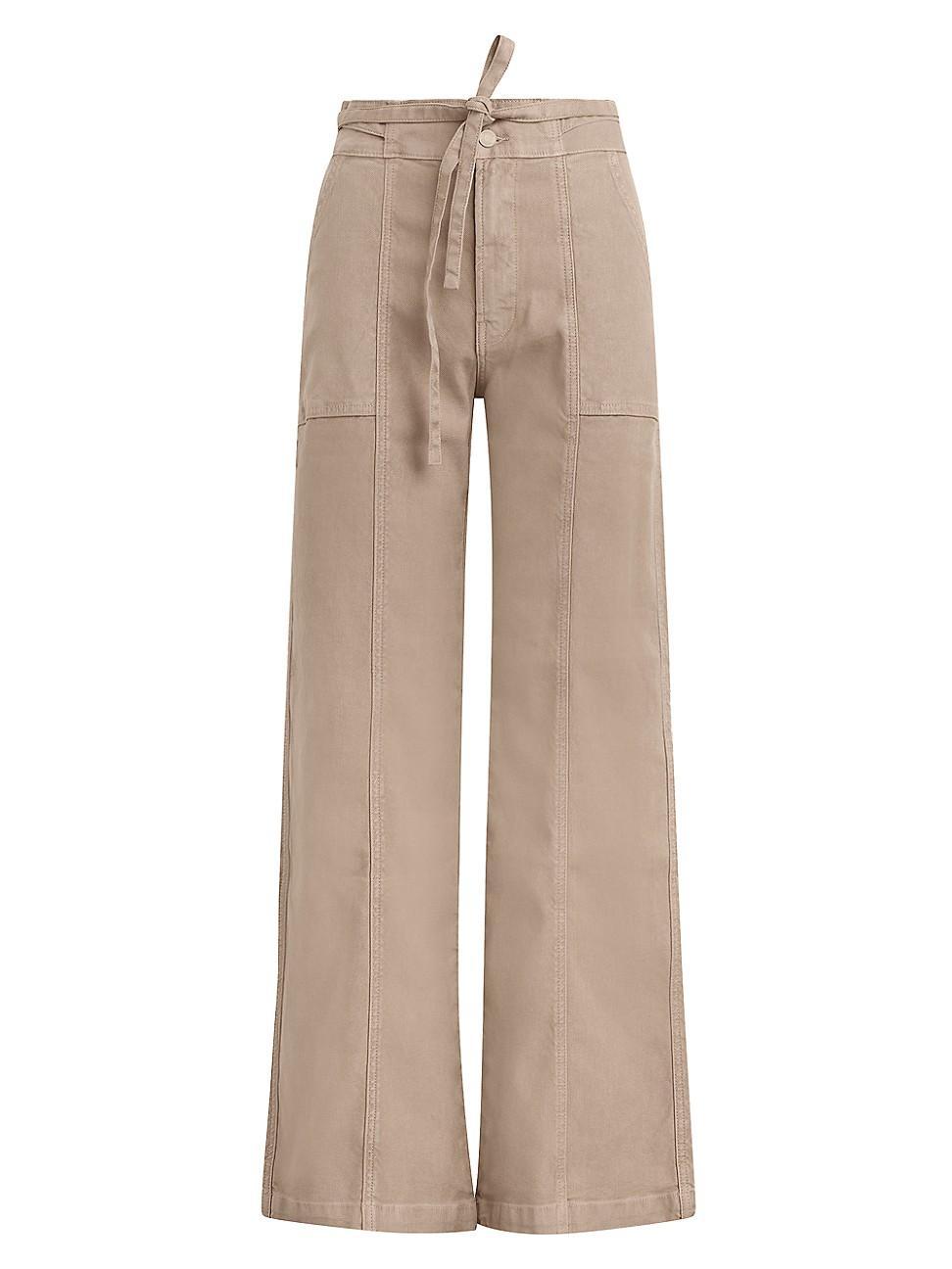 Hudson Jeans Tie Waist Wide Leg Trousers (Moonrock) Women's Clothing Product Image