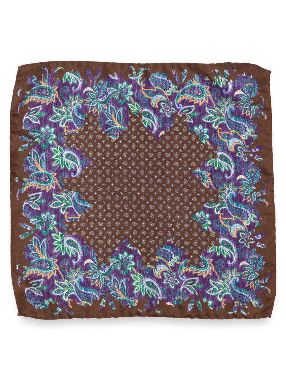 Paisley Silk Pocket Square - Brown Multi Product Image