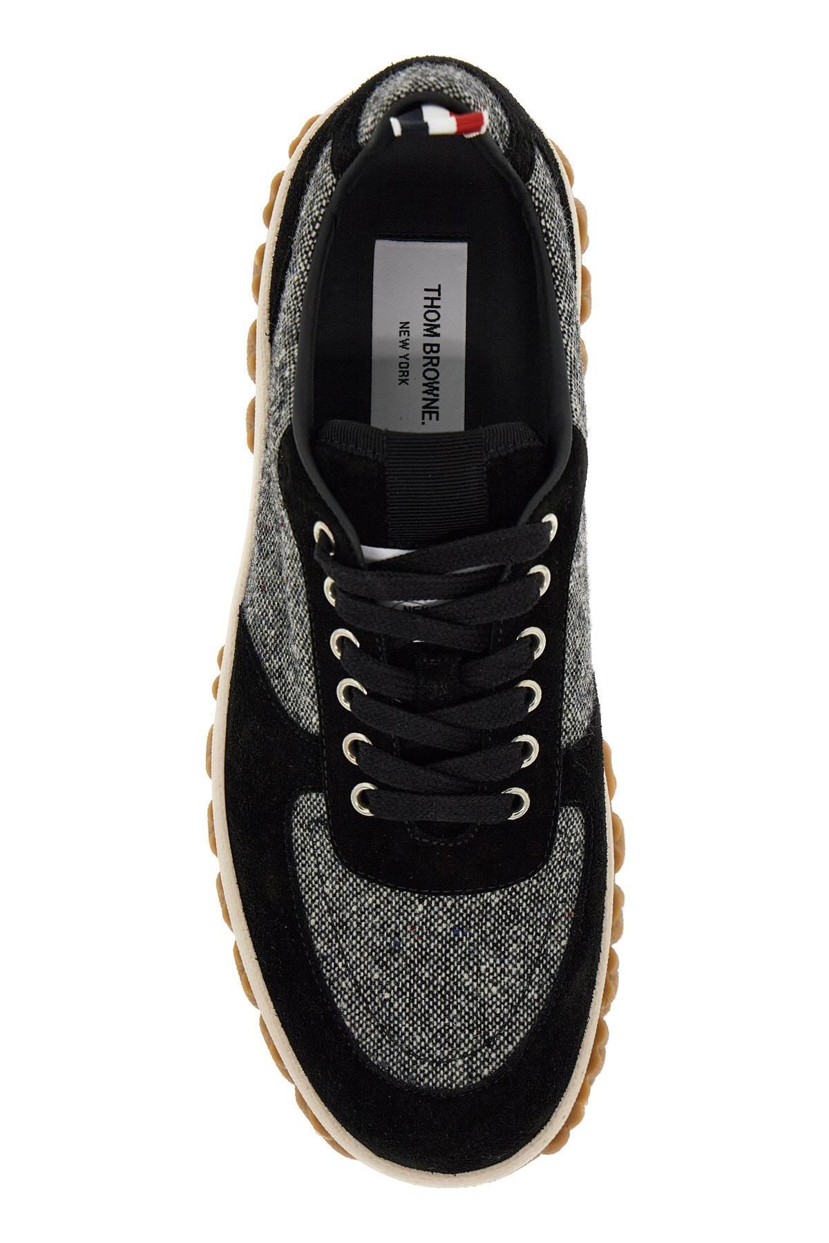 THOM BROWNE Sneakers Letterman Tweed In Black White Product Image