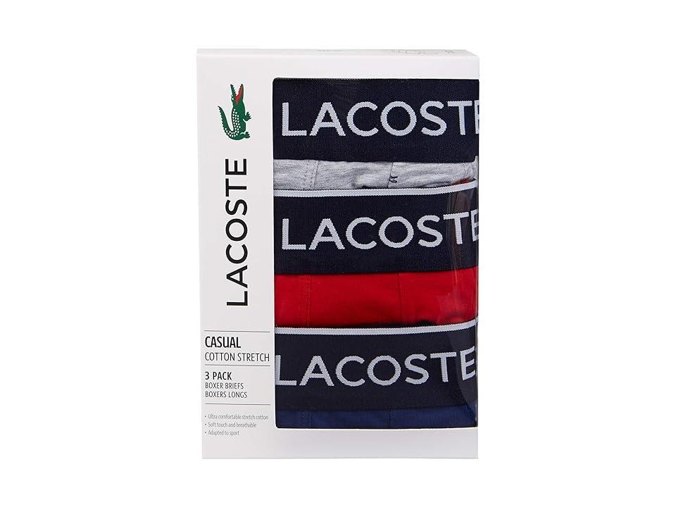 Lacoste Cotton Stretch Logo Waistband Long Boxer Briefs, Pack of 3 Product Image