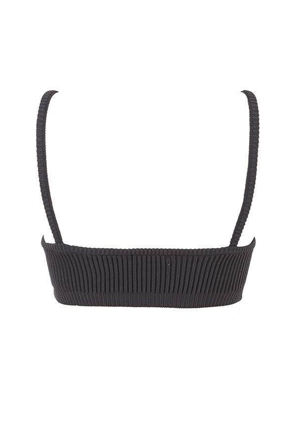 Mischa Dark Grey Ribbed Knit Bralette Product Image