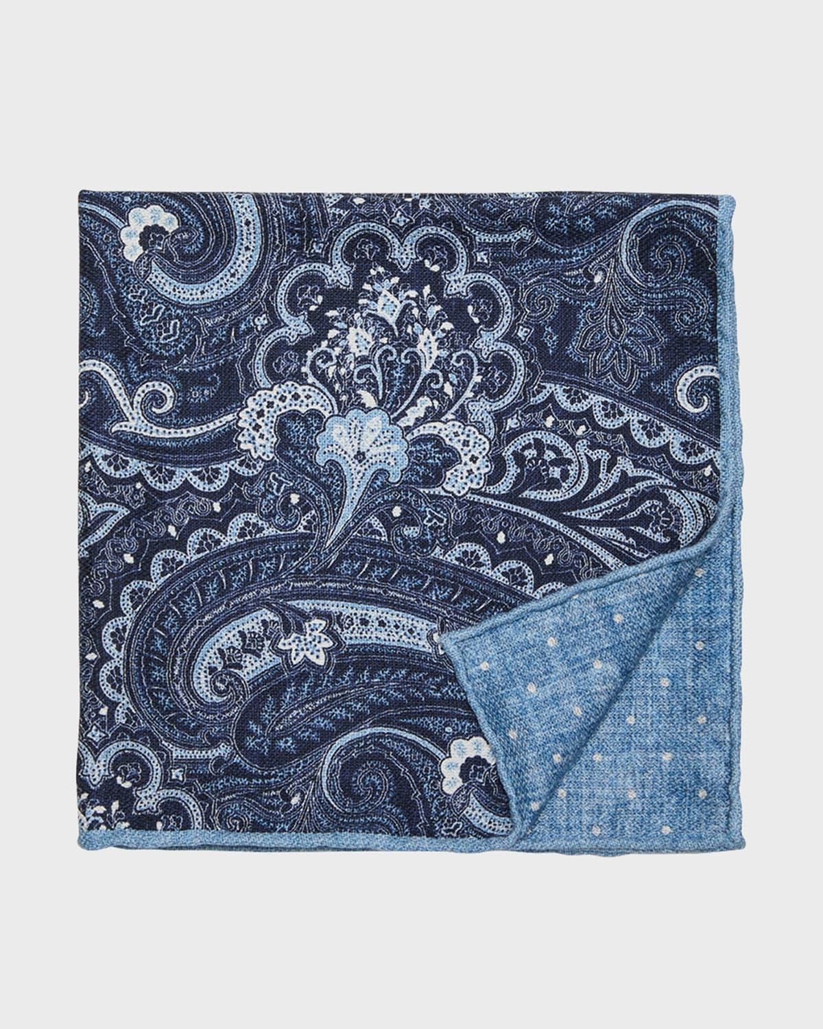 Men's Paisley-Print Silk Pocket Square Product Image