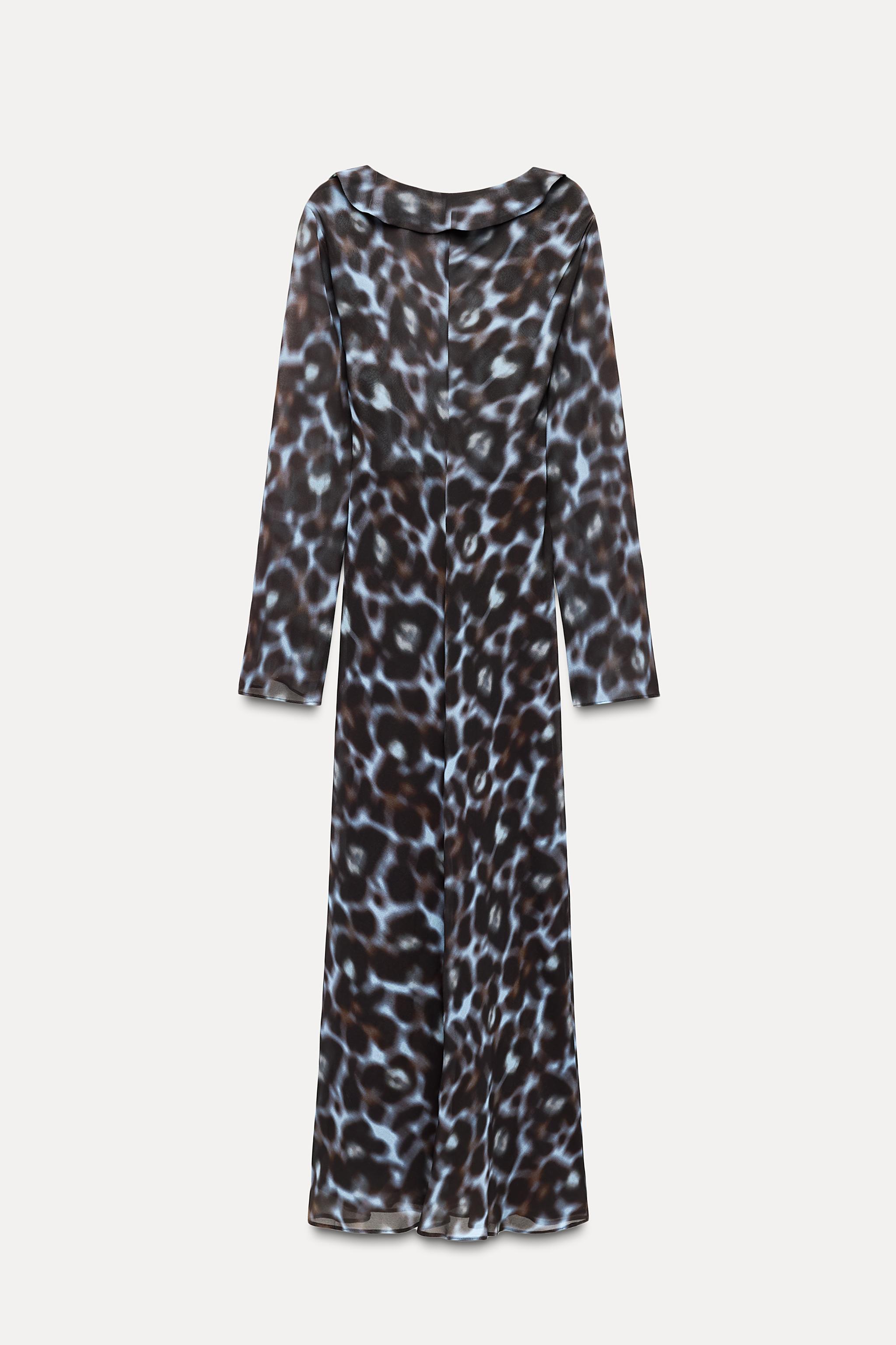 RUFFLED PRINT MIDI DRESS Product Image