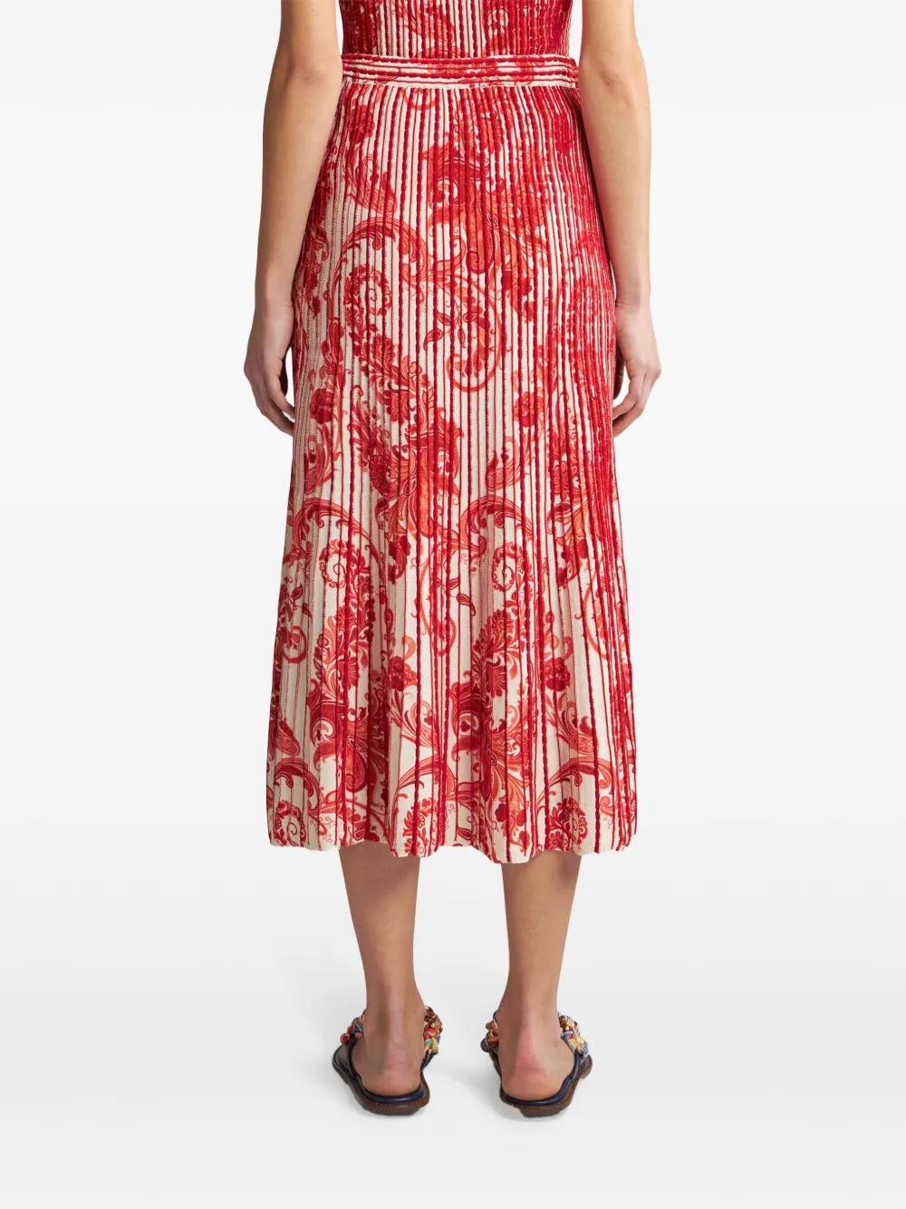 paisley-print pleated midi skirt Product Image