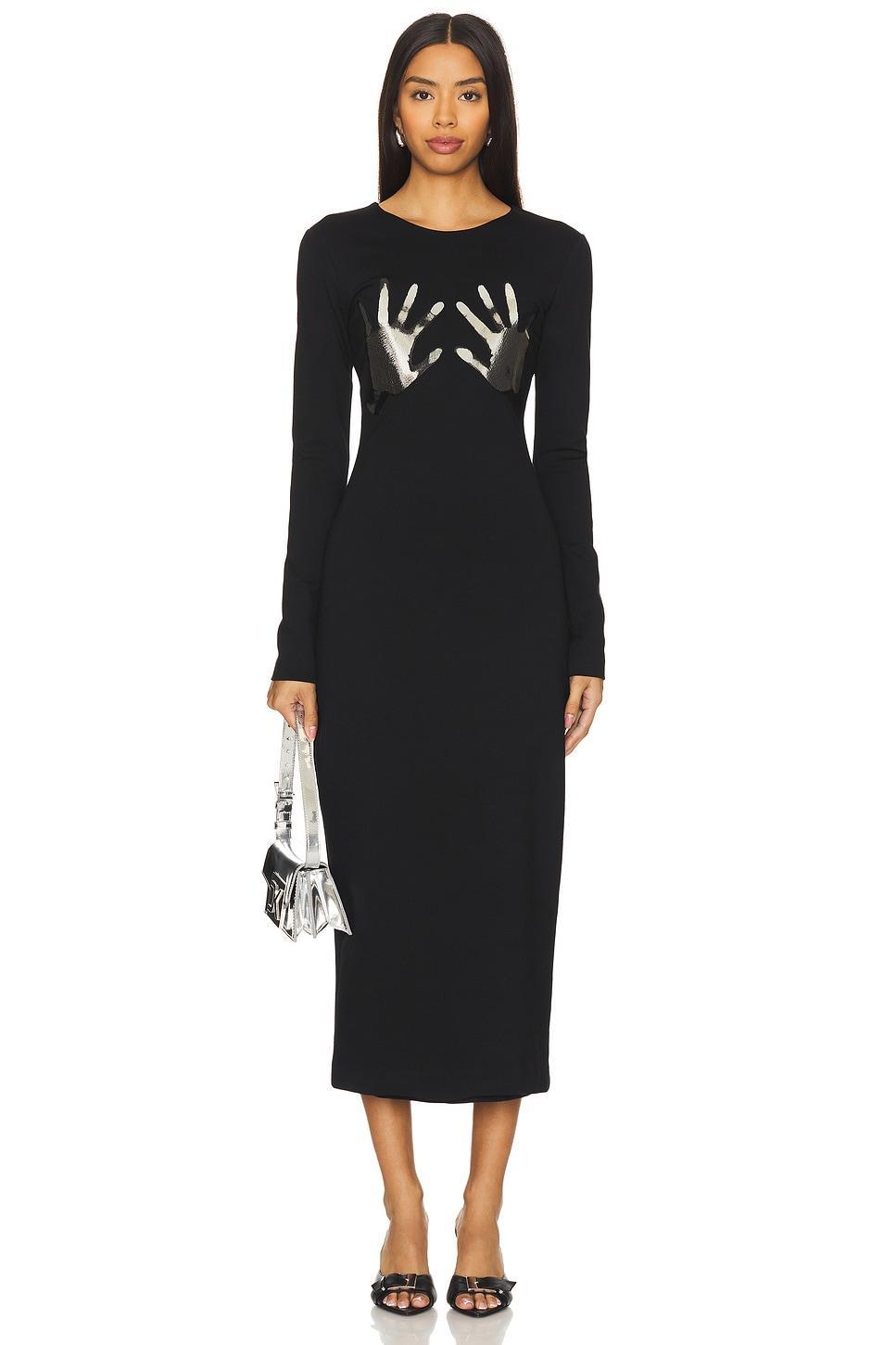 Handprint Long Sleeve Midi Dress AREA Product Image