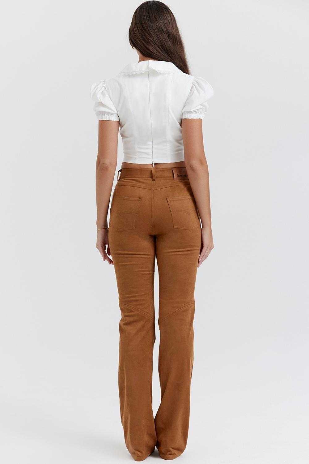 Apollo  tan vegan suede trousers Product Image